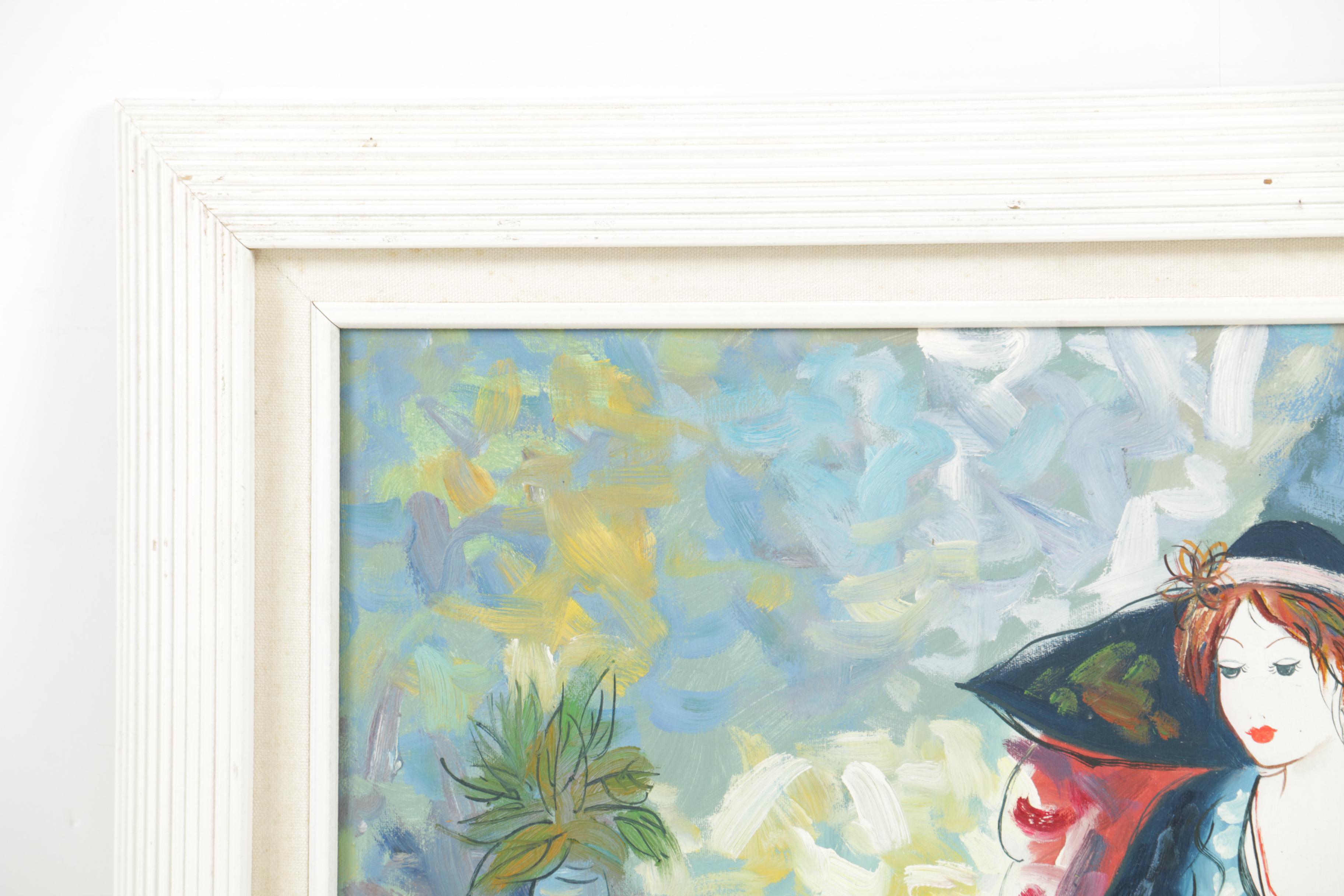 T. Fournier Oil Painting of Seated Woman