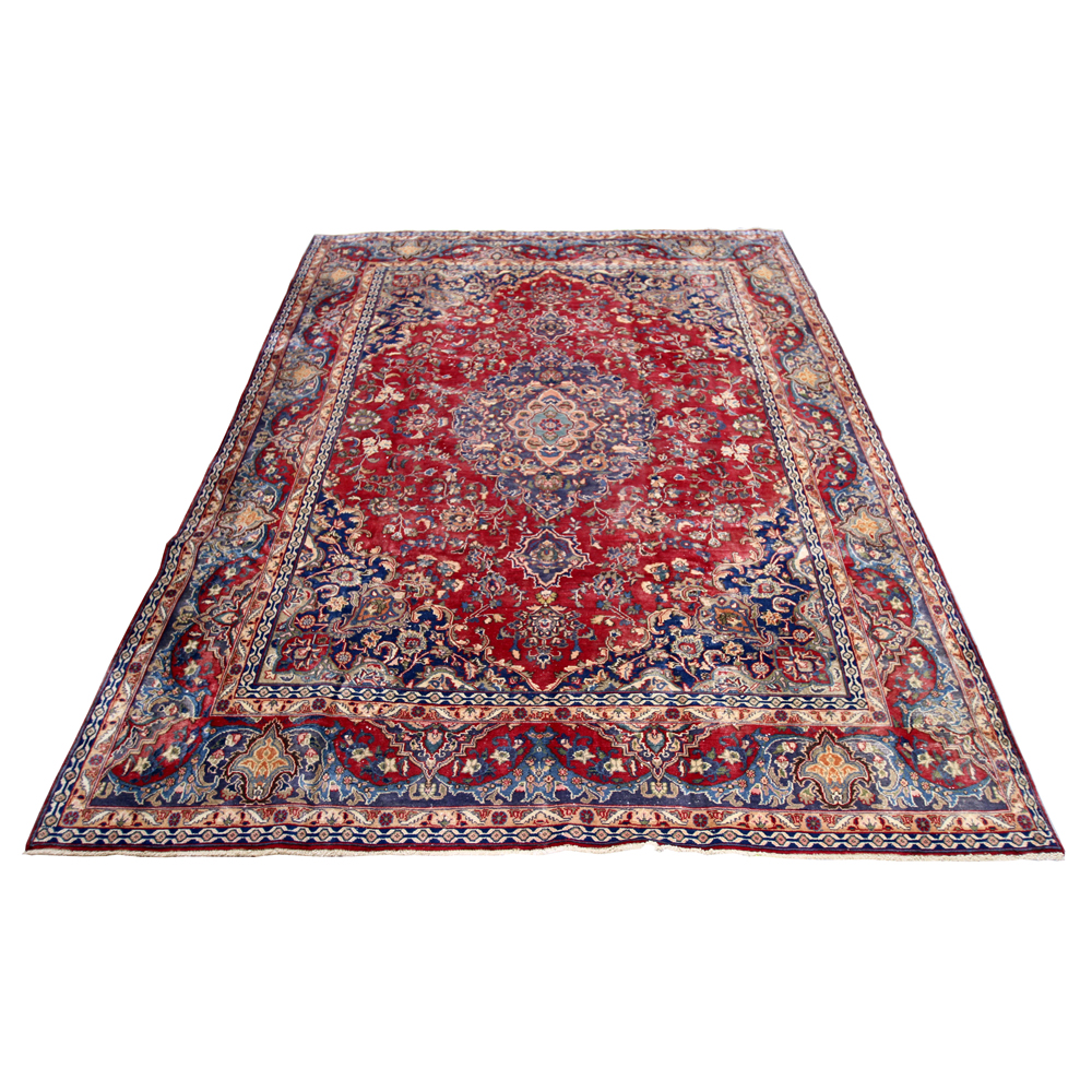 Hand-Knotted Persian Qum Wool Area Rug