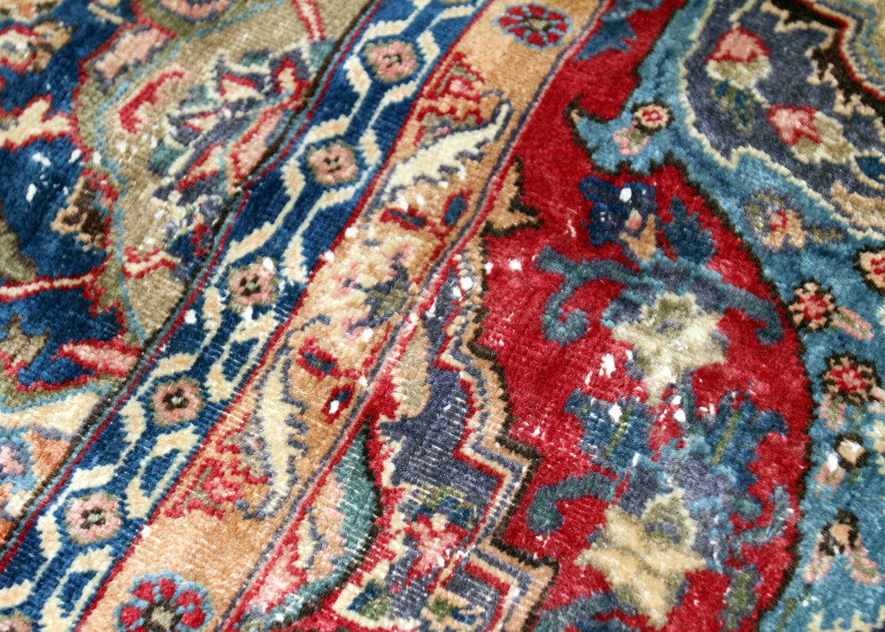 Hand-Knotted Persian Qum Wool Area Rug