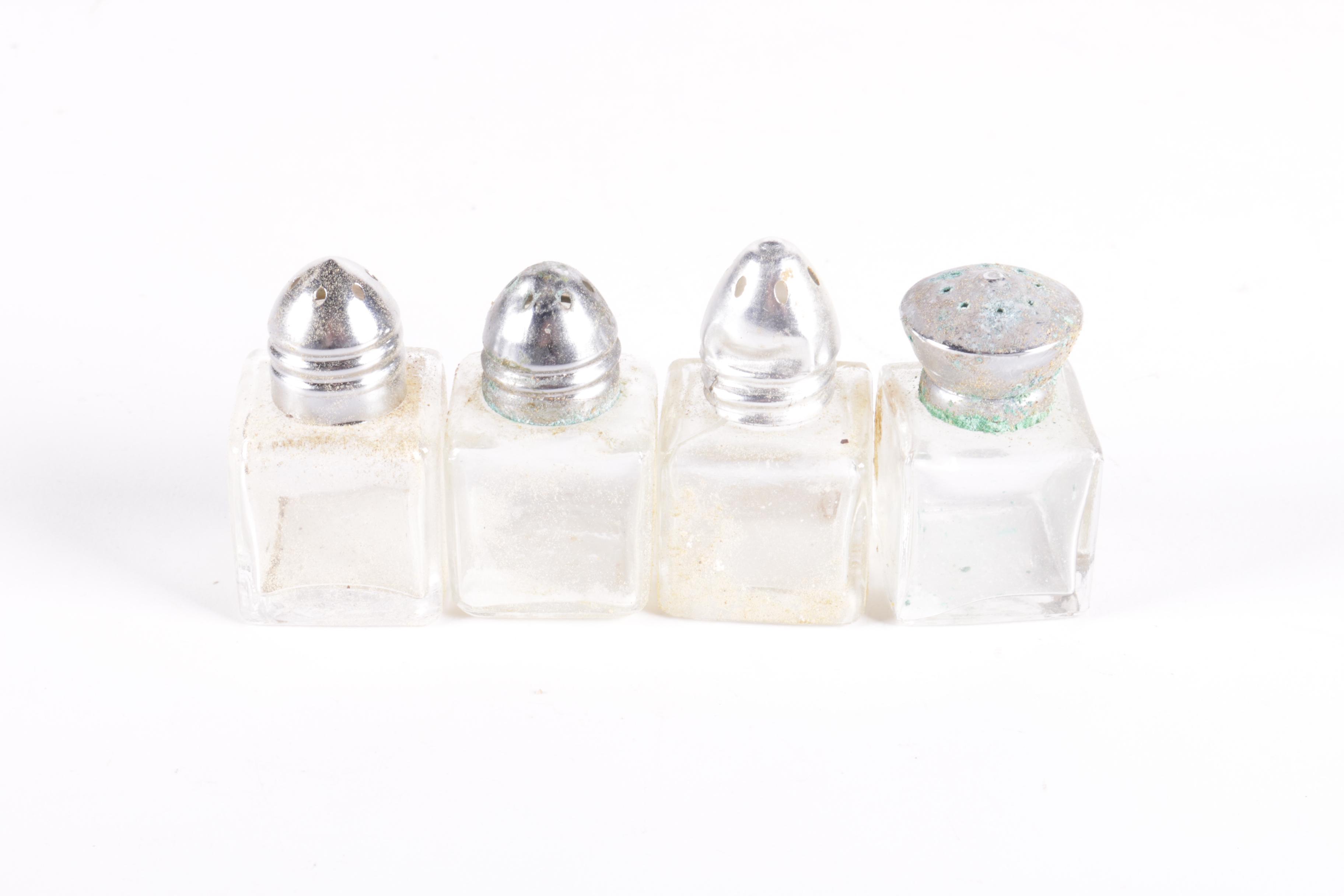 Vintage Glass Condiment Shakers