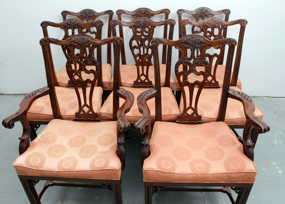 Set of Chinese Chippendale Style Mahogany Dining Chairs