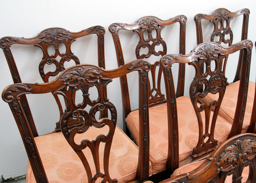 Set of Chinese Chippendale Style Mahogany Dining Chairs