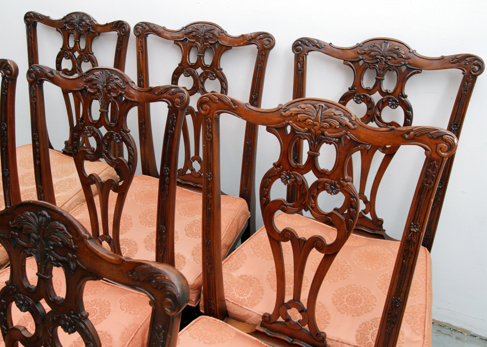Set of Chinese Chippendale Style Mahogany Dining Chairs