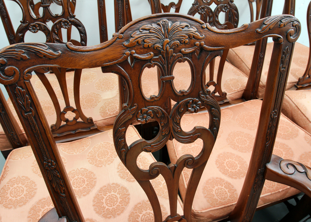 Set of Chinese Chippendale Style Mahogany Dining Chairs