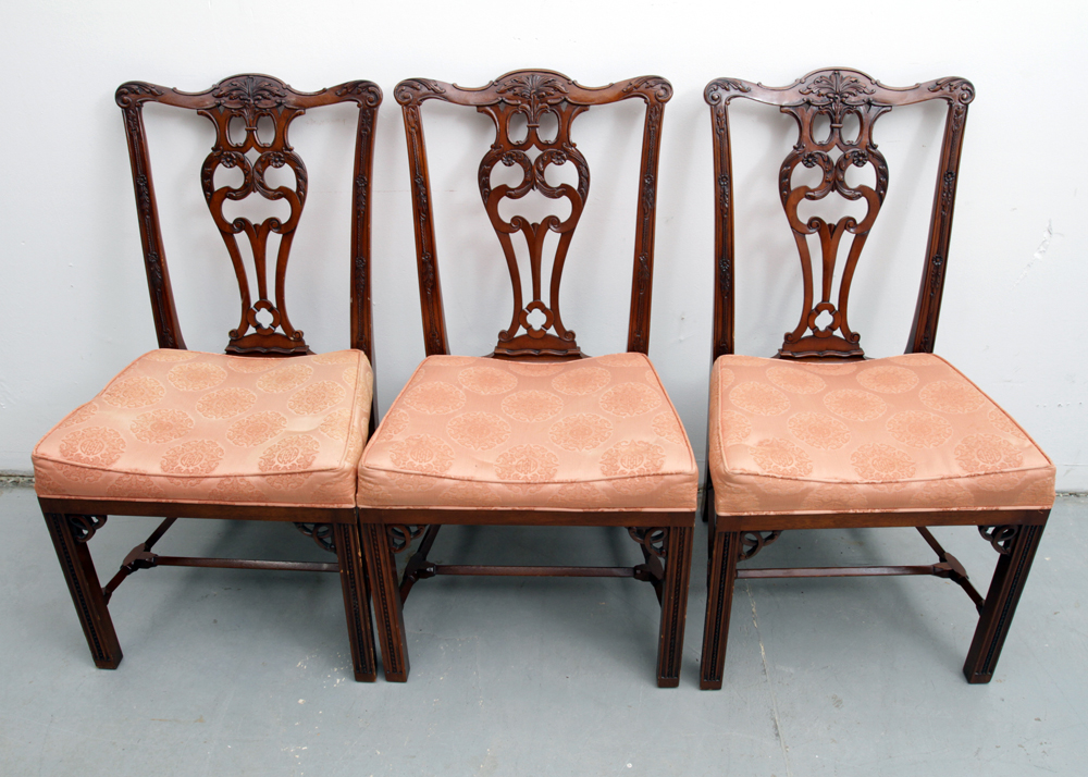 Set of Chinese Chippendale Style Mahogany Dining Chairs