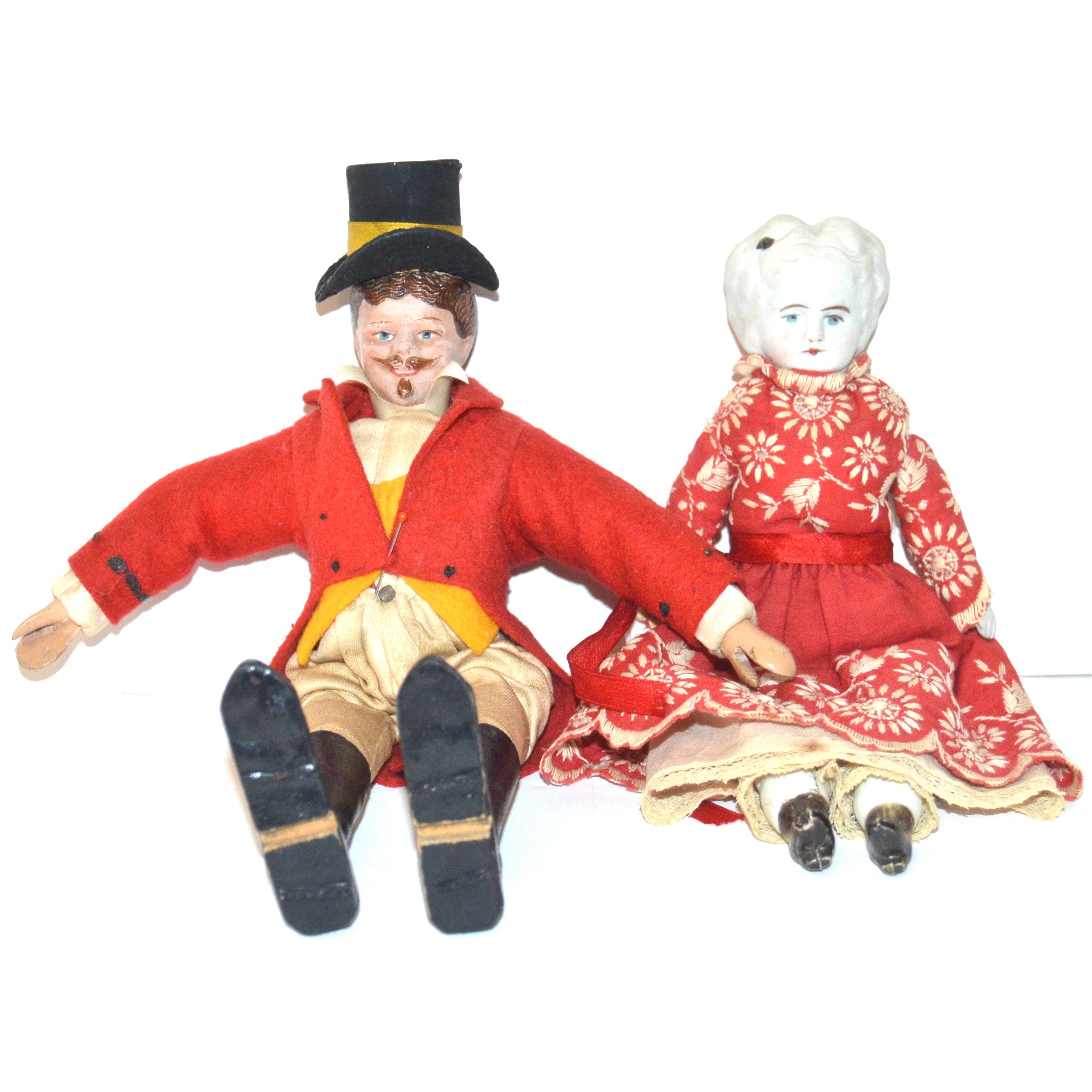 Schoenhut Ringmaster Doll and Female Bisque Doll