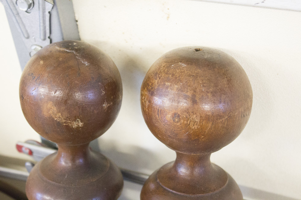 Antique Walnut Cannon Ball Bed Frame Parts