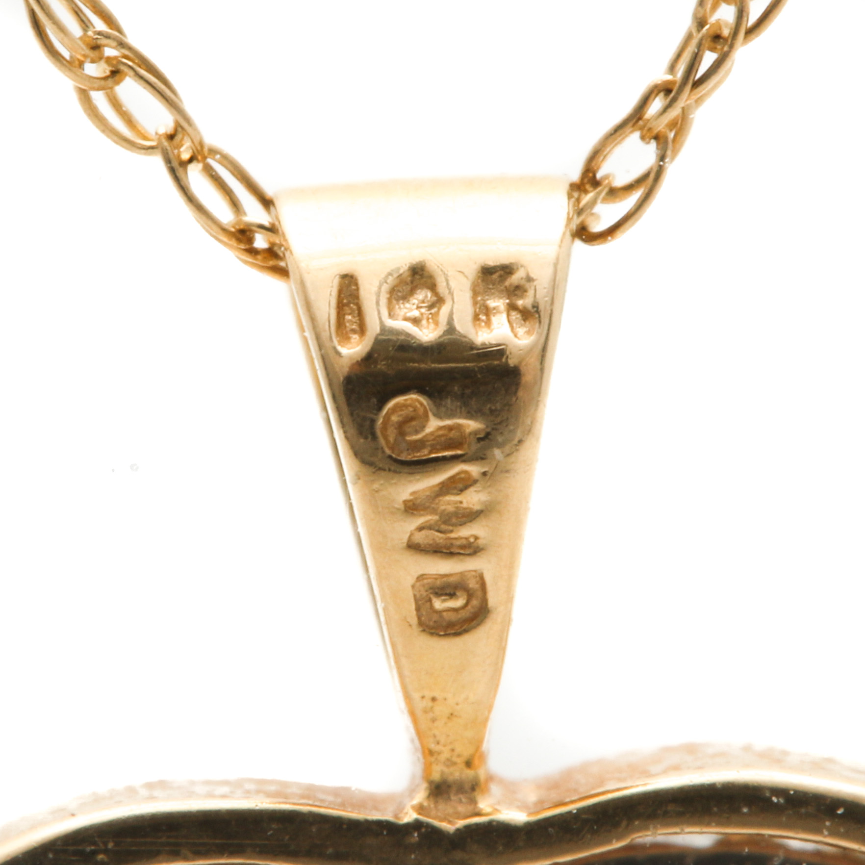 14K Yellow Gold Diamond Heart Pendant With 10K Yellow Gold Necklace
