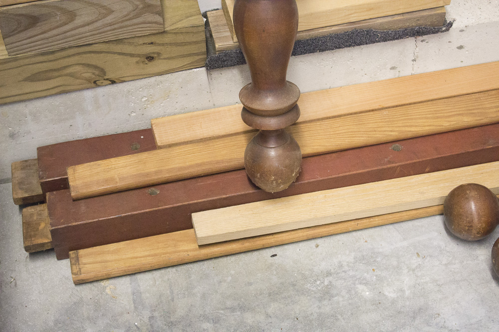 Antique Walnut Cannon Ball Bed Frame Parts