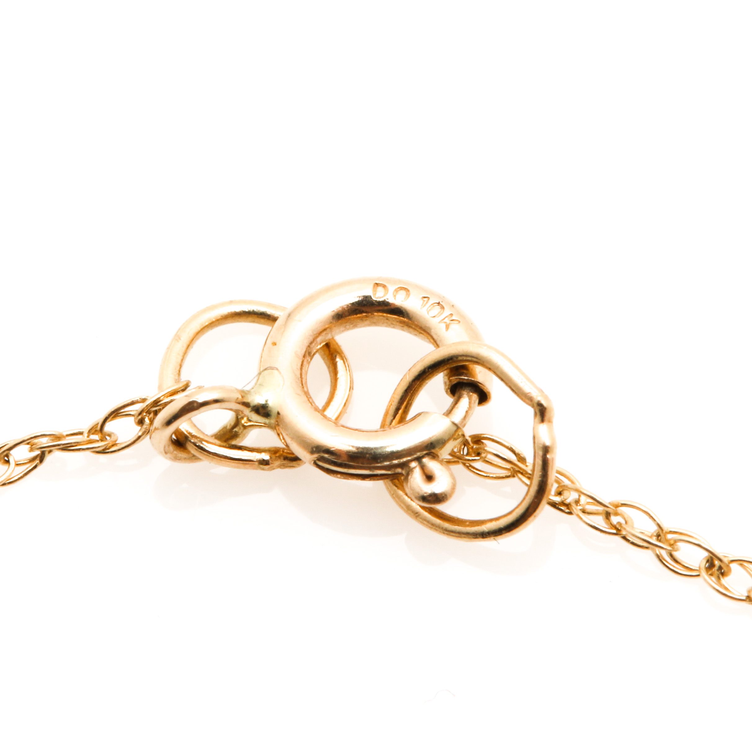 14K Yellow Gold Diamond Heart Pendant With 10K Yellow Gold Necklace