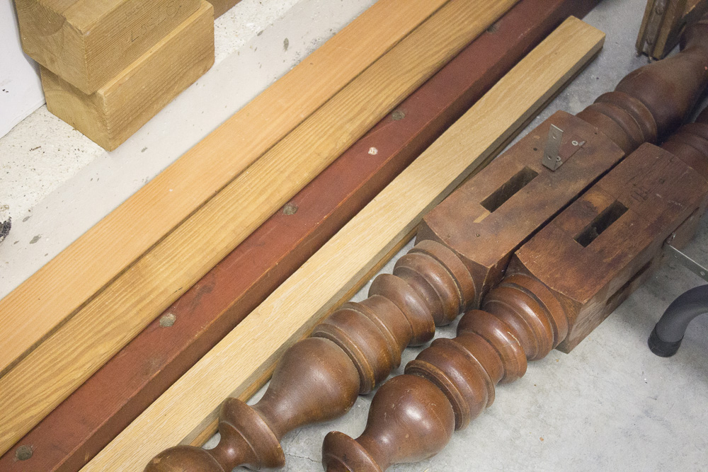 Antique Walnut Cannon Ball Bed Frame Parts