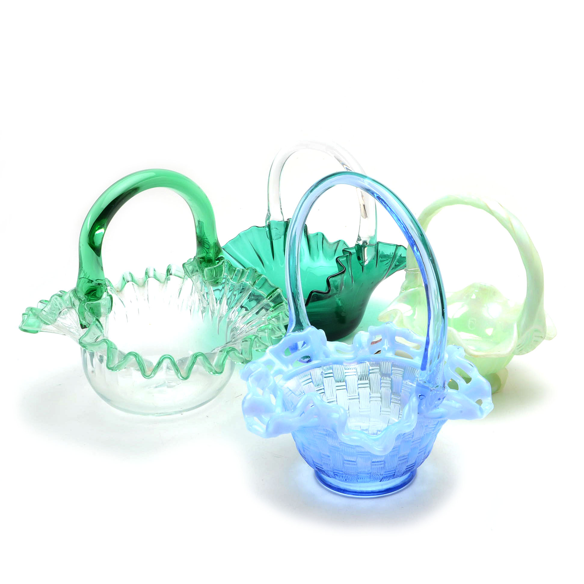 Fenton and Blenko Art Glass Baskets