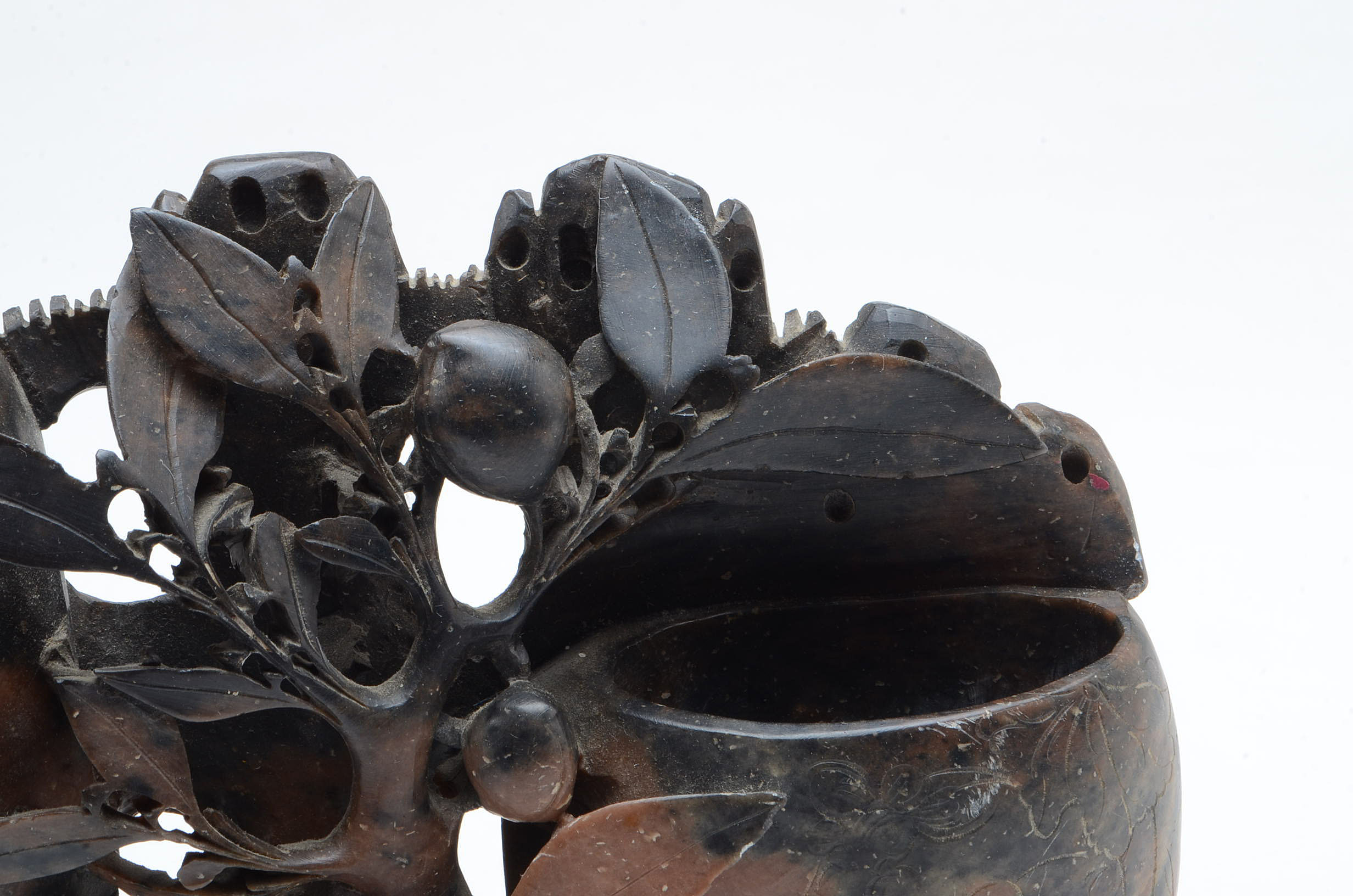 Chinese Double Ink Well Soapstone Carving