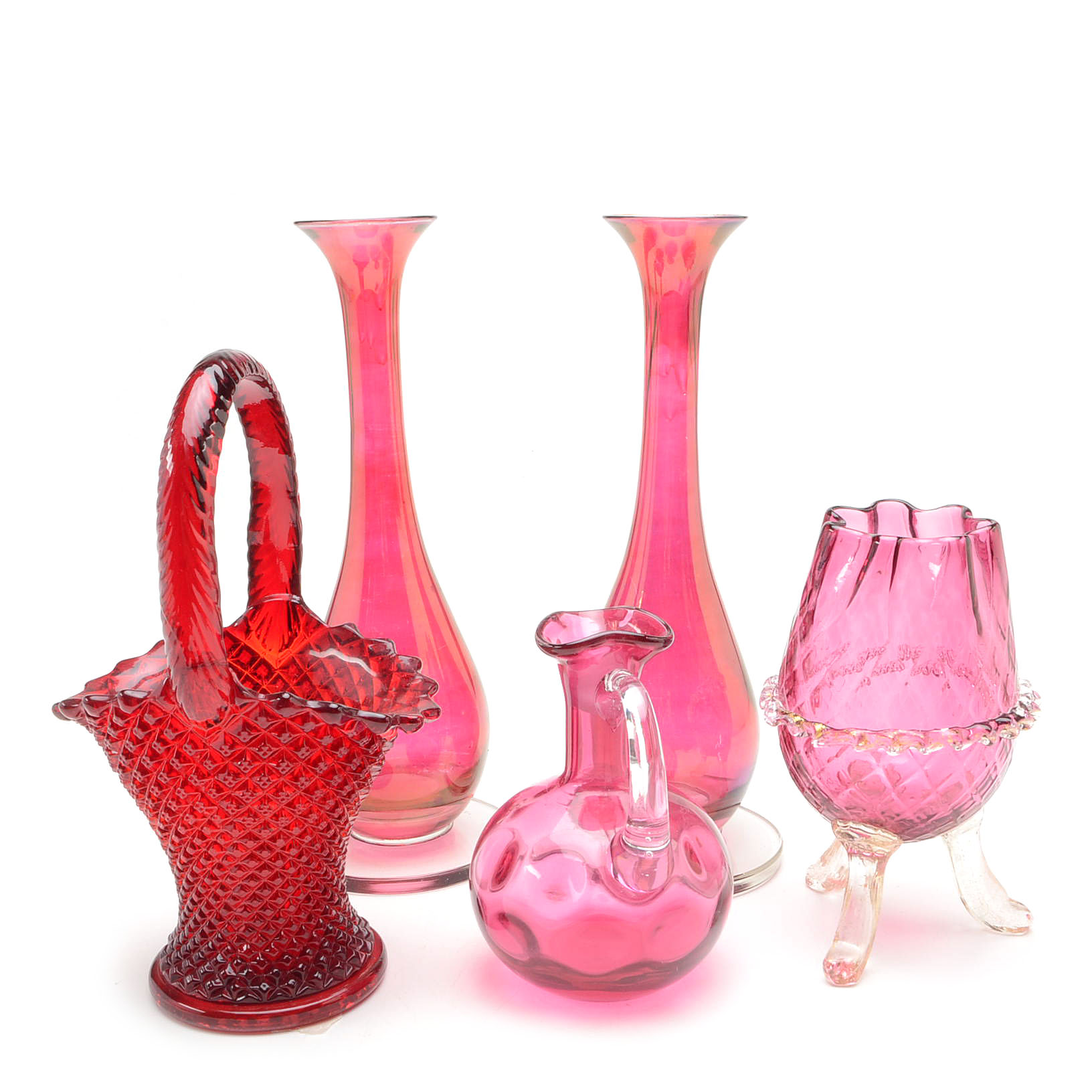 Collection of Cranberry and Ruby Glass Vases