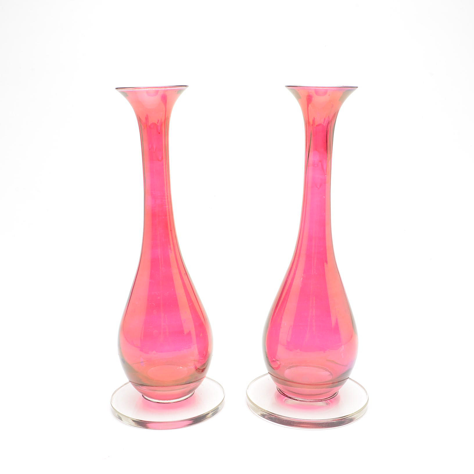 Collection of Cranberry and Ruby Glass Vases