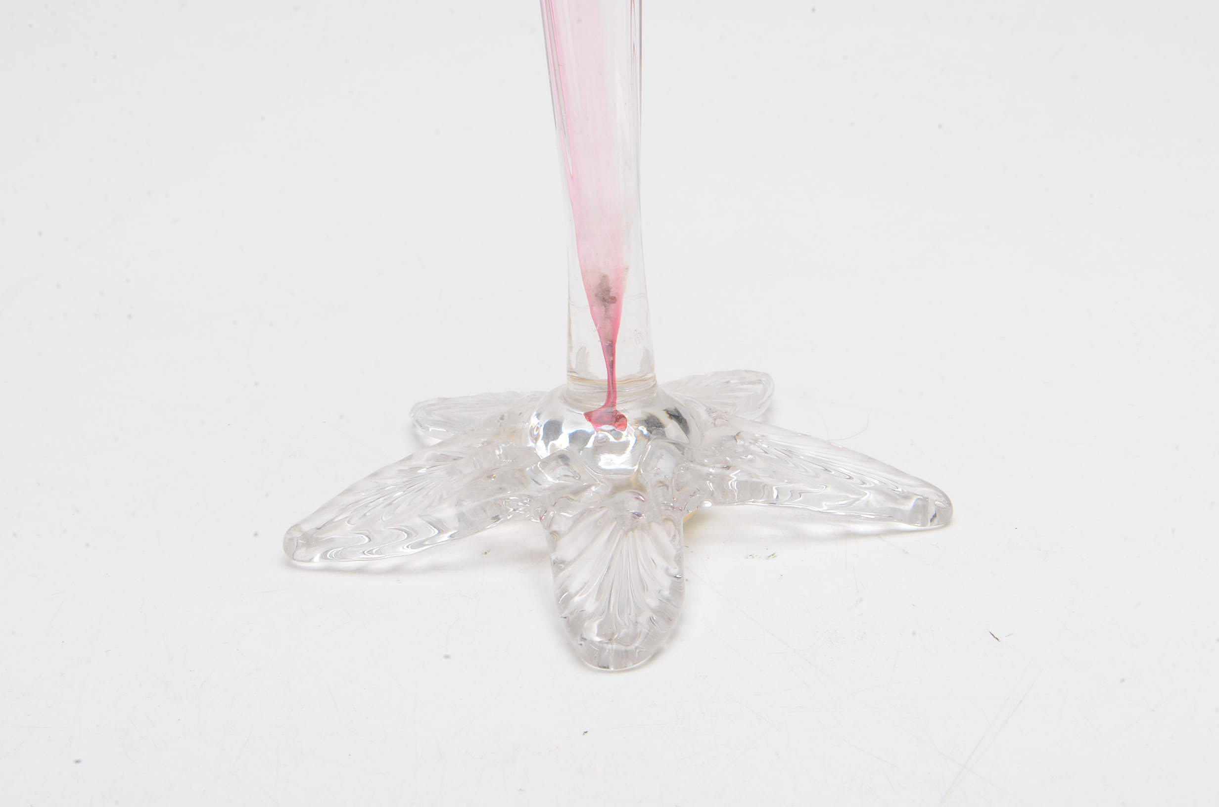 Victorian Rubina Art Glass Vase and Two Frosted Blown Glass Vases