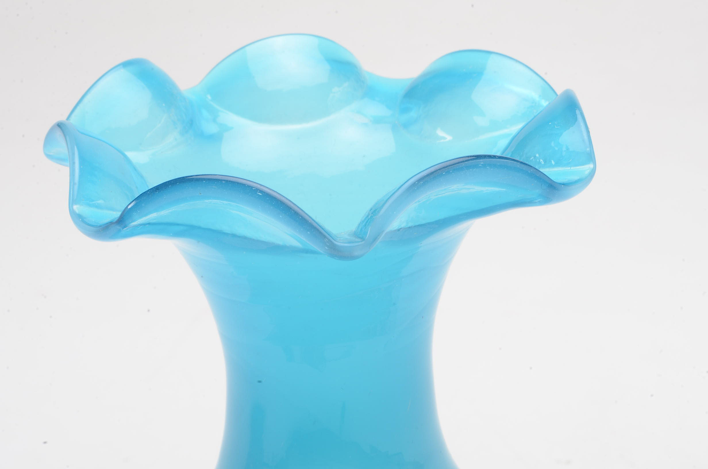 Victorian Rubina Art Glass Vase and Two Frosted Blown Glass Vases