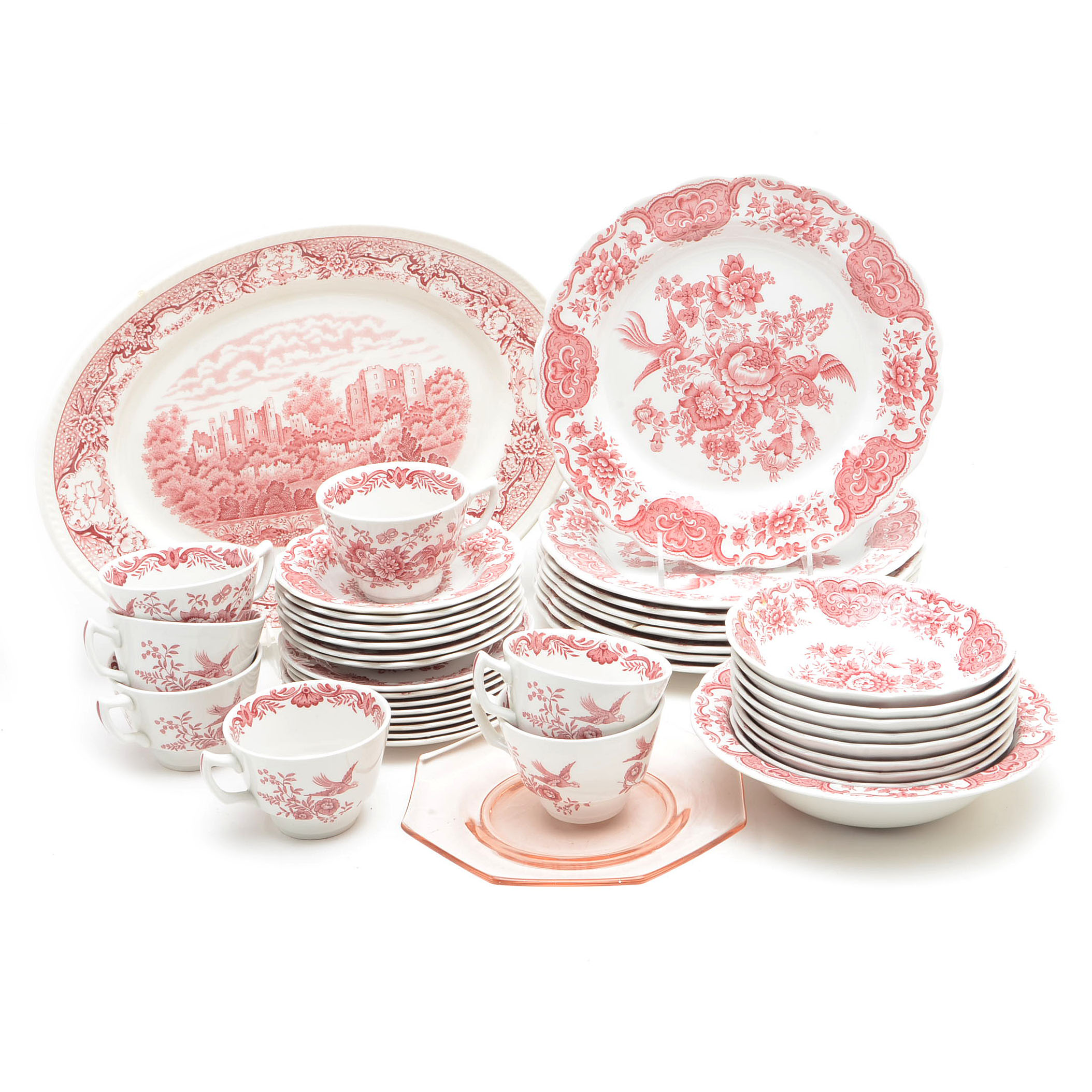 Mixed Collection of Pink Transfereare China including Rideway "Windsor"