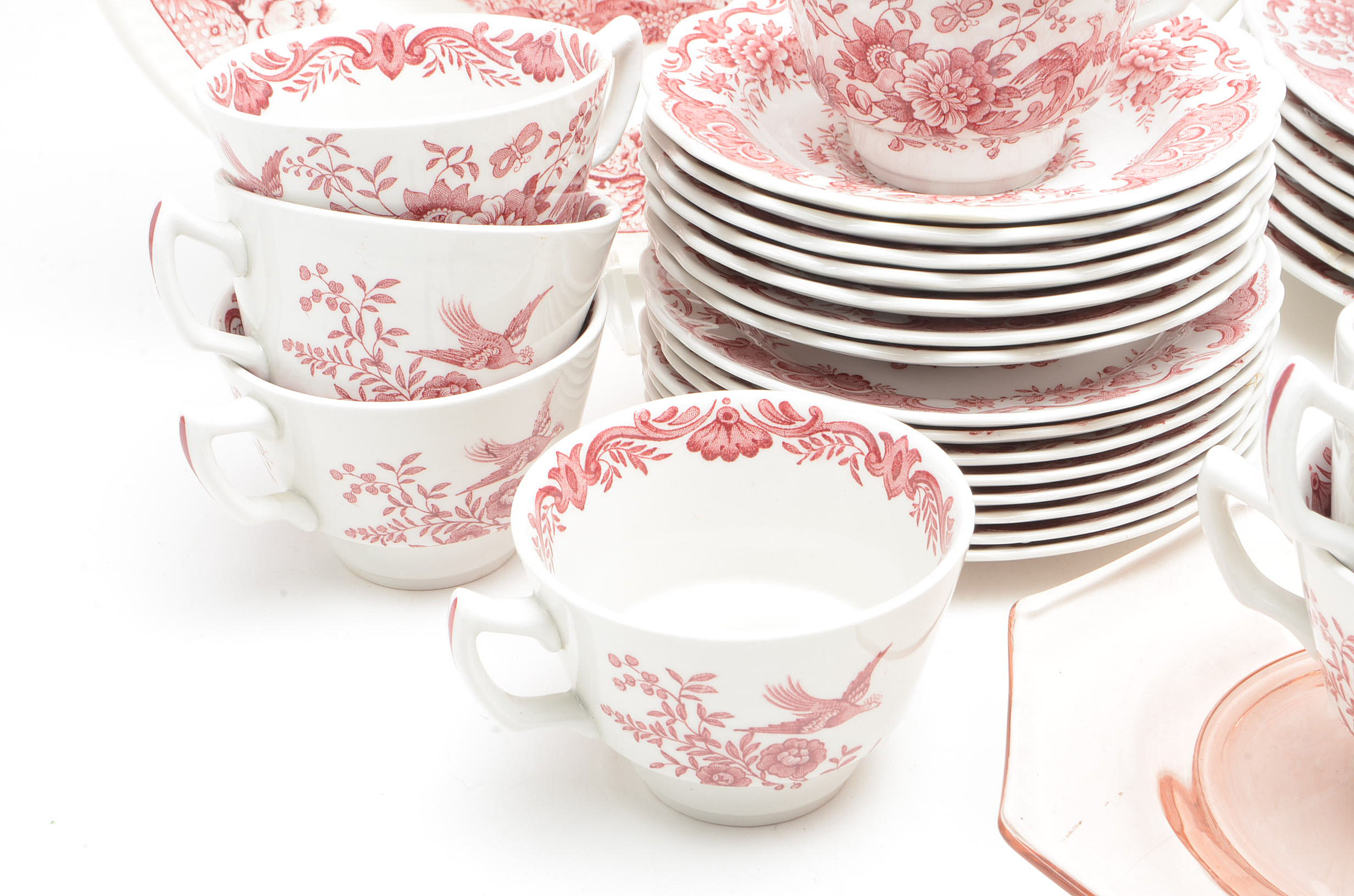Mixed Collection of Pink Transfereare China including Rideway "Windsor"