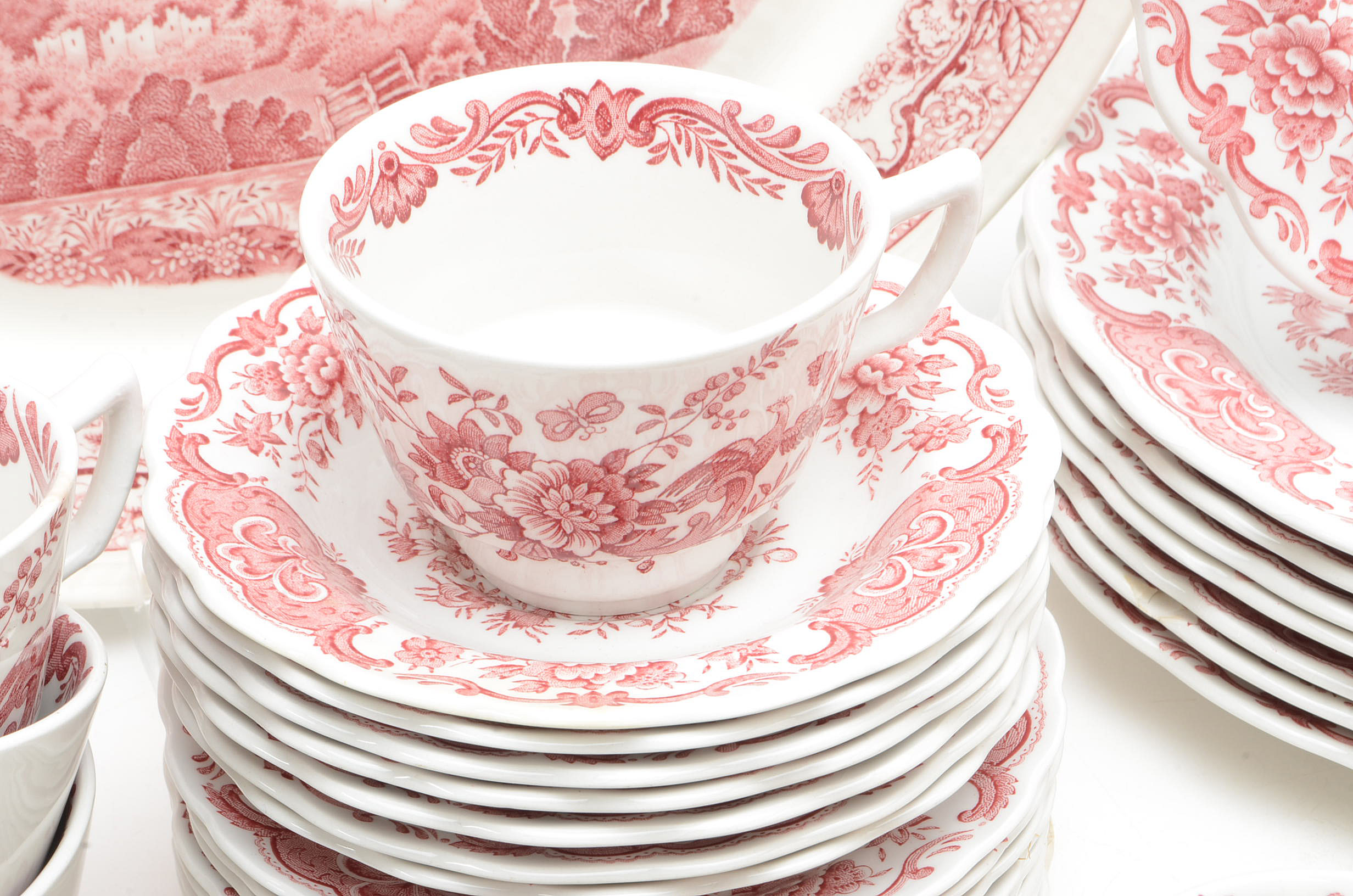 Mixed Collection of Pink Transfereare China including Rideway "Windsor"