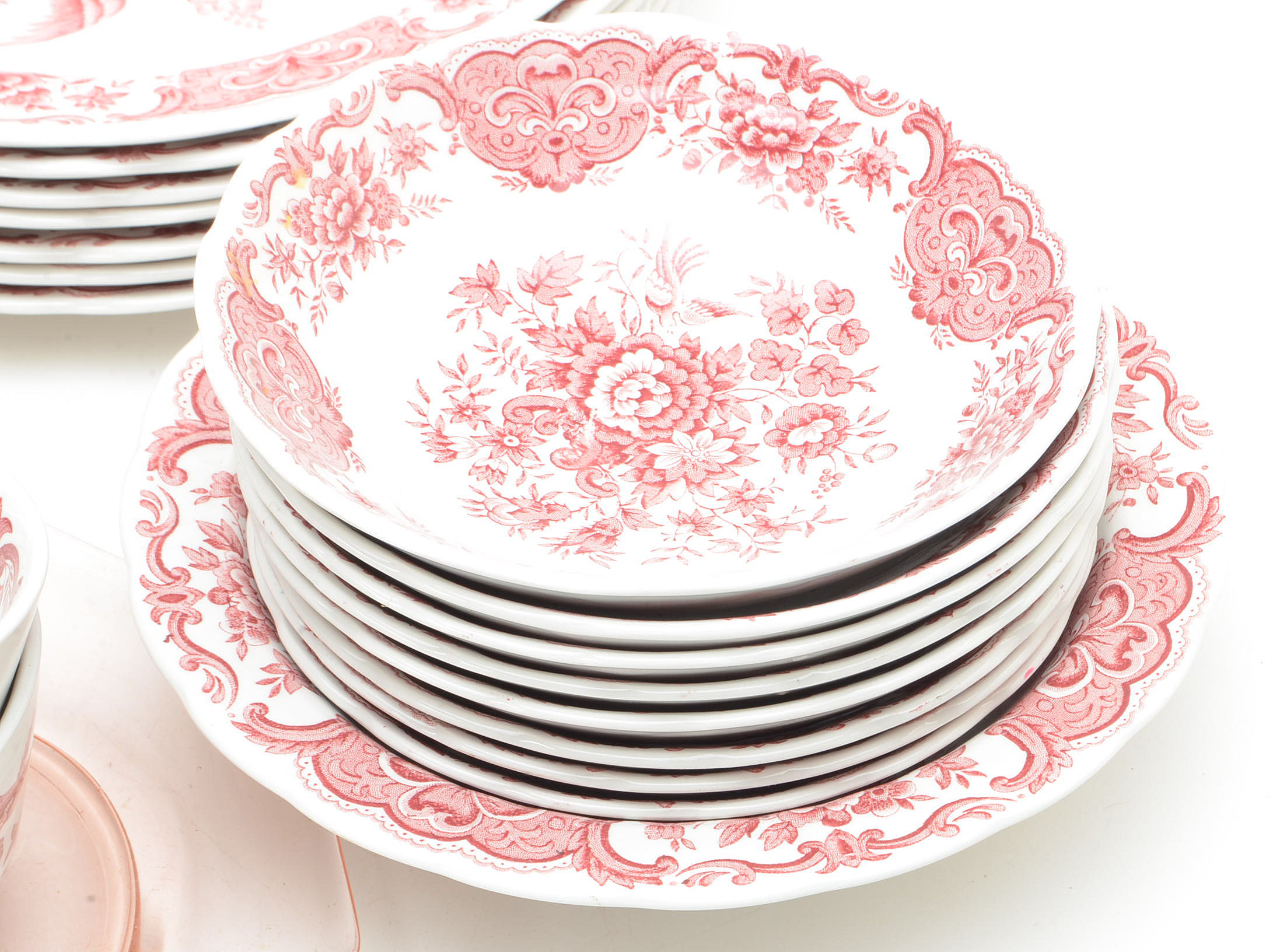 Mixed Collection of Pink Transfereare China including Rideway "Windsor"