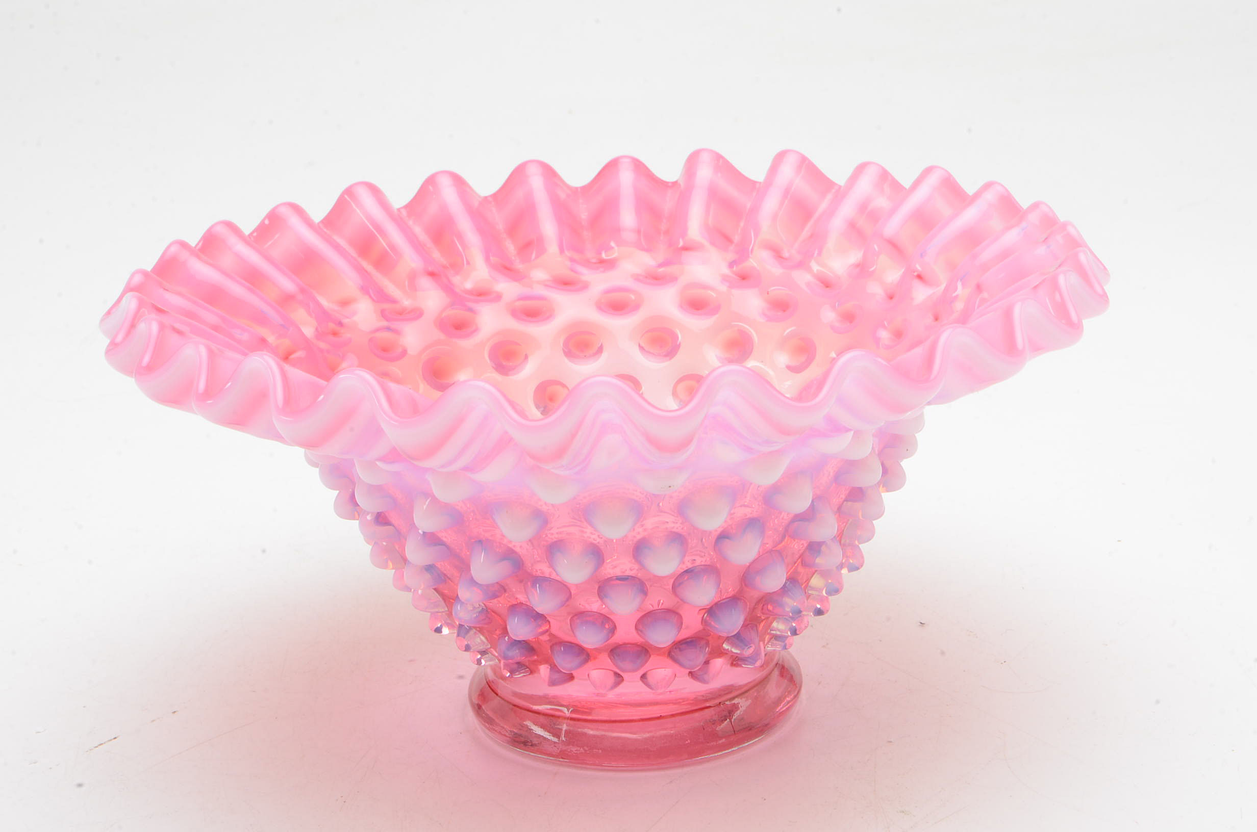 Fenton Cranberry Opalescent Hobnail Bowl and Vase