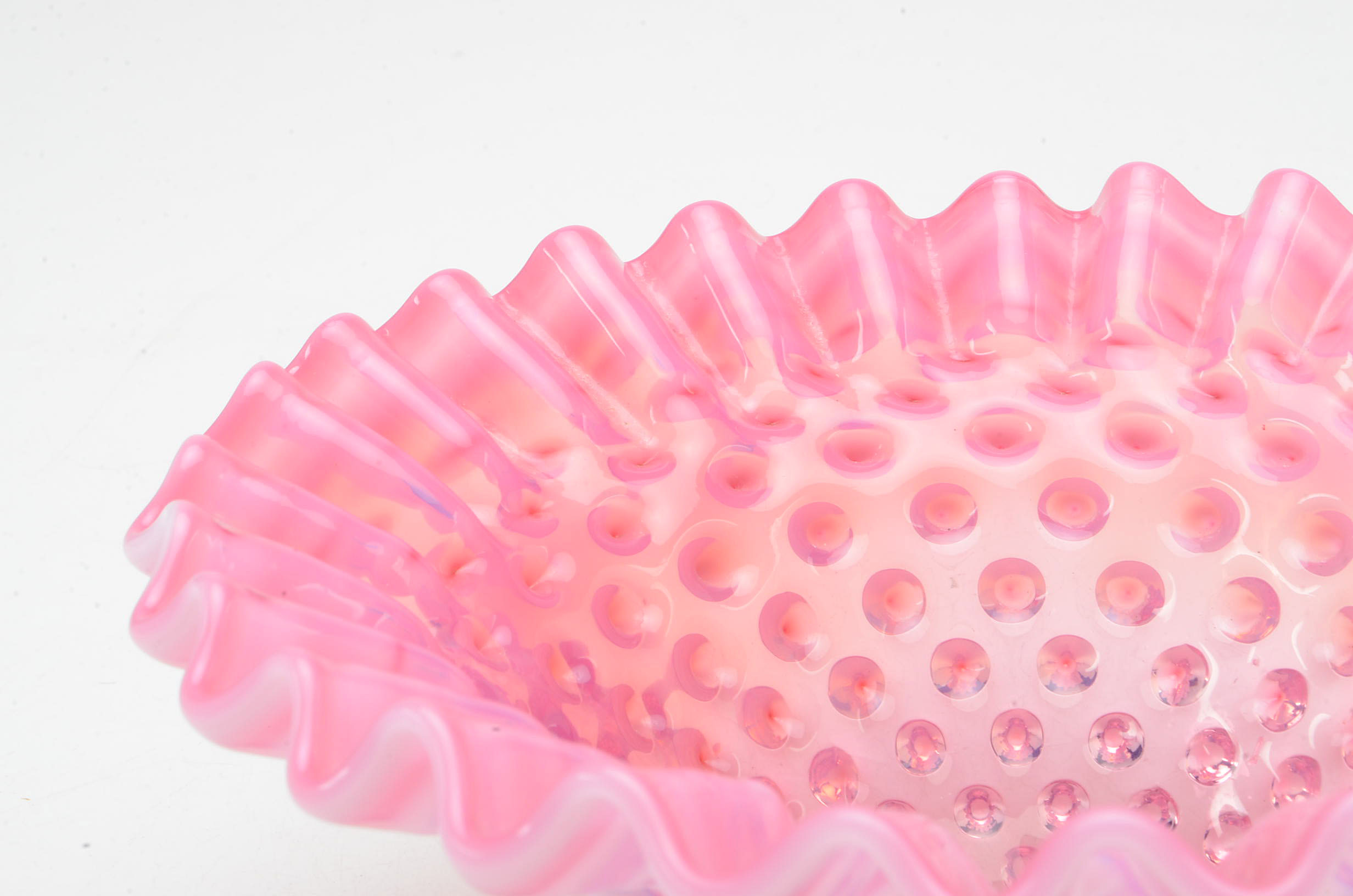 Fenton Cranberry Opalescent Hobnail Bowl and Vase
