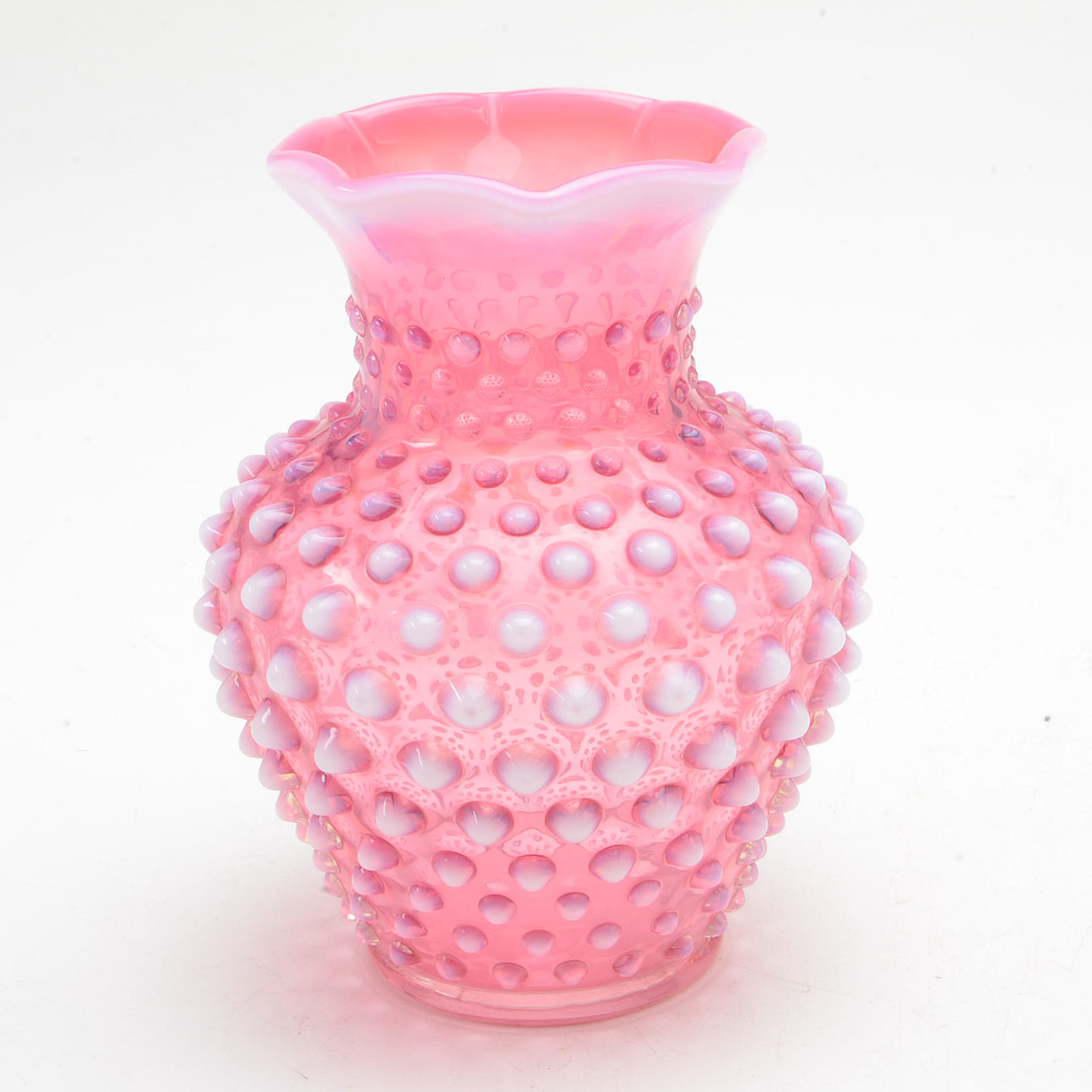 Fenton Cranberry Opalescent Hobnail Bowl and Vase