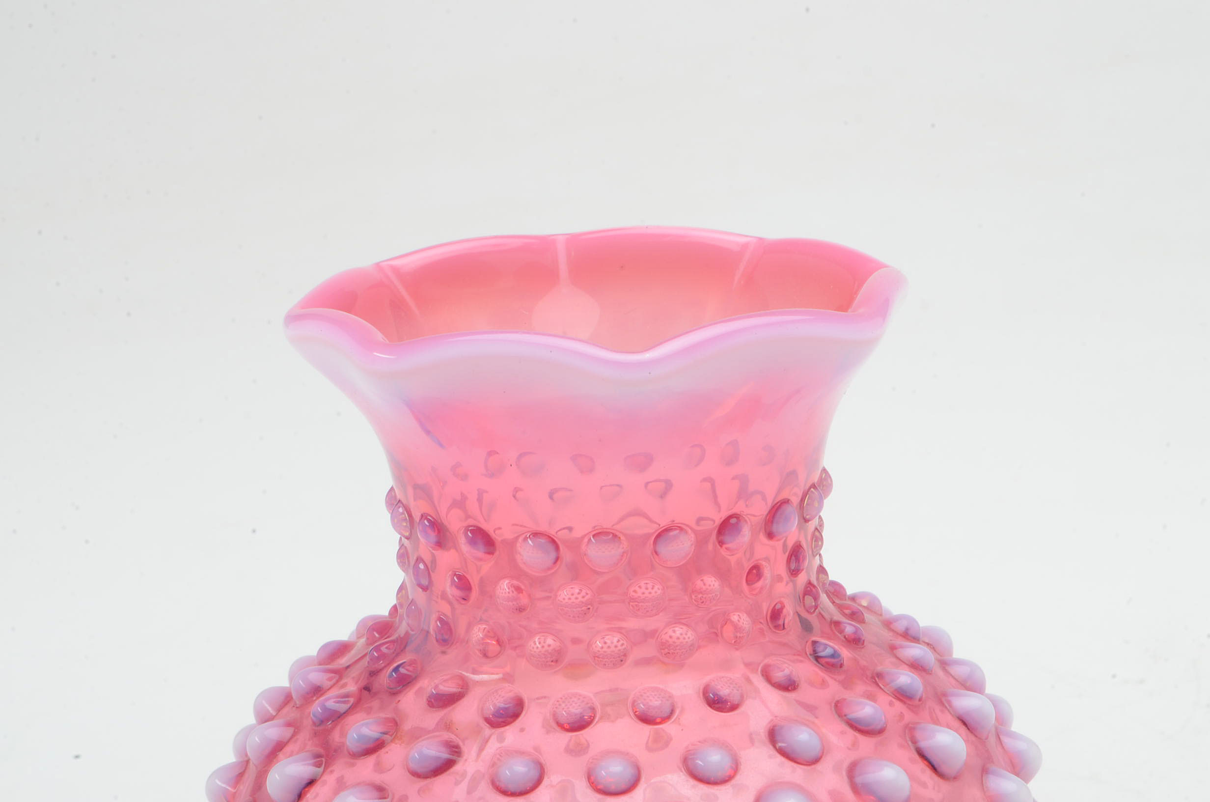 Fenton Cranberry Opalescent Hobnail Bowl and Vase