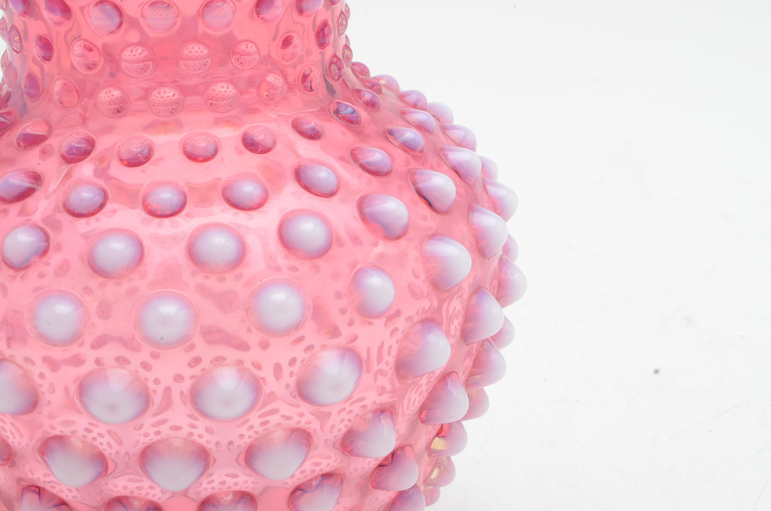 Fenton Cranberry Opalescent Hobnail Bowl and Vase