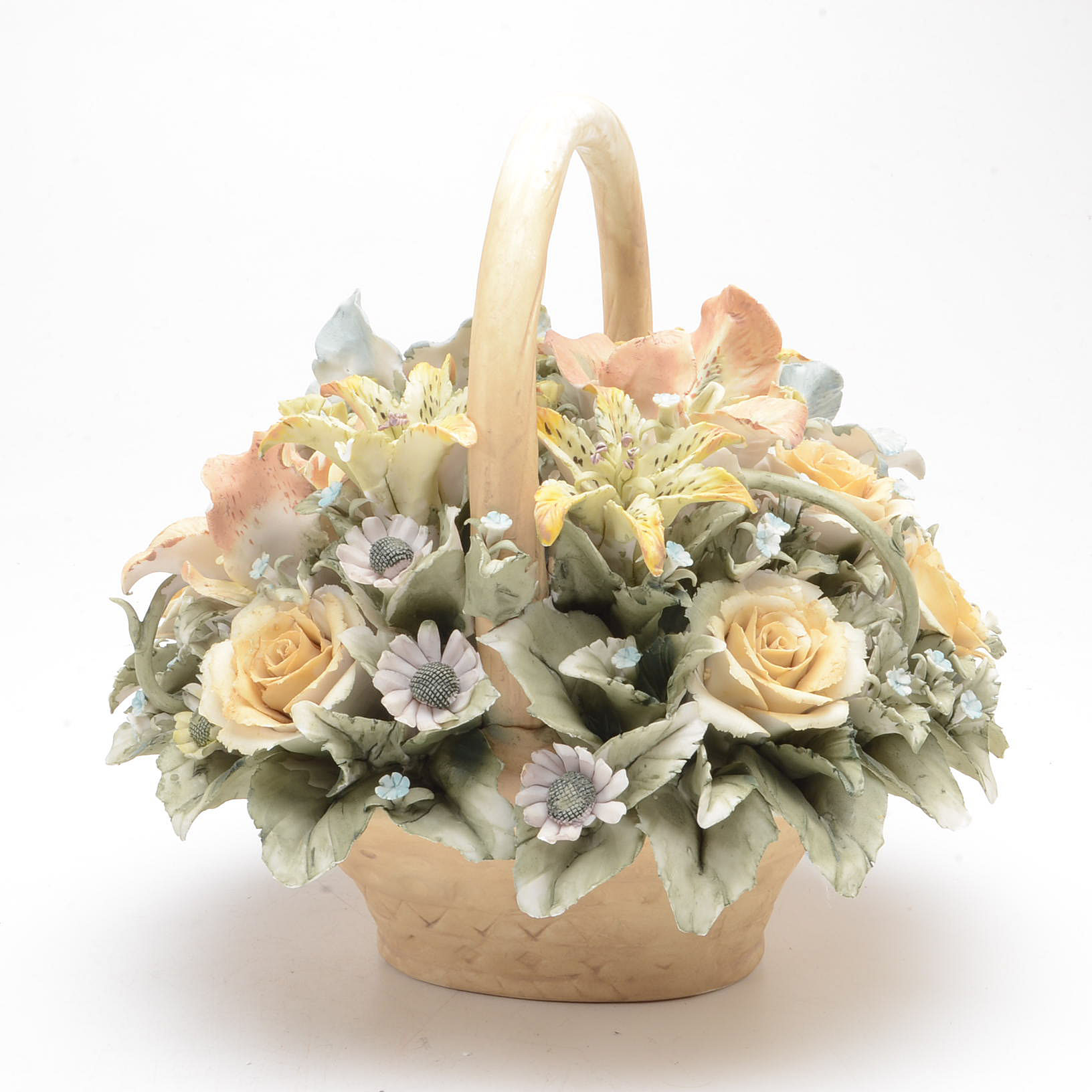Capodimonte Style Porcelain Flower Baskets