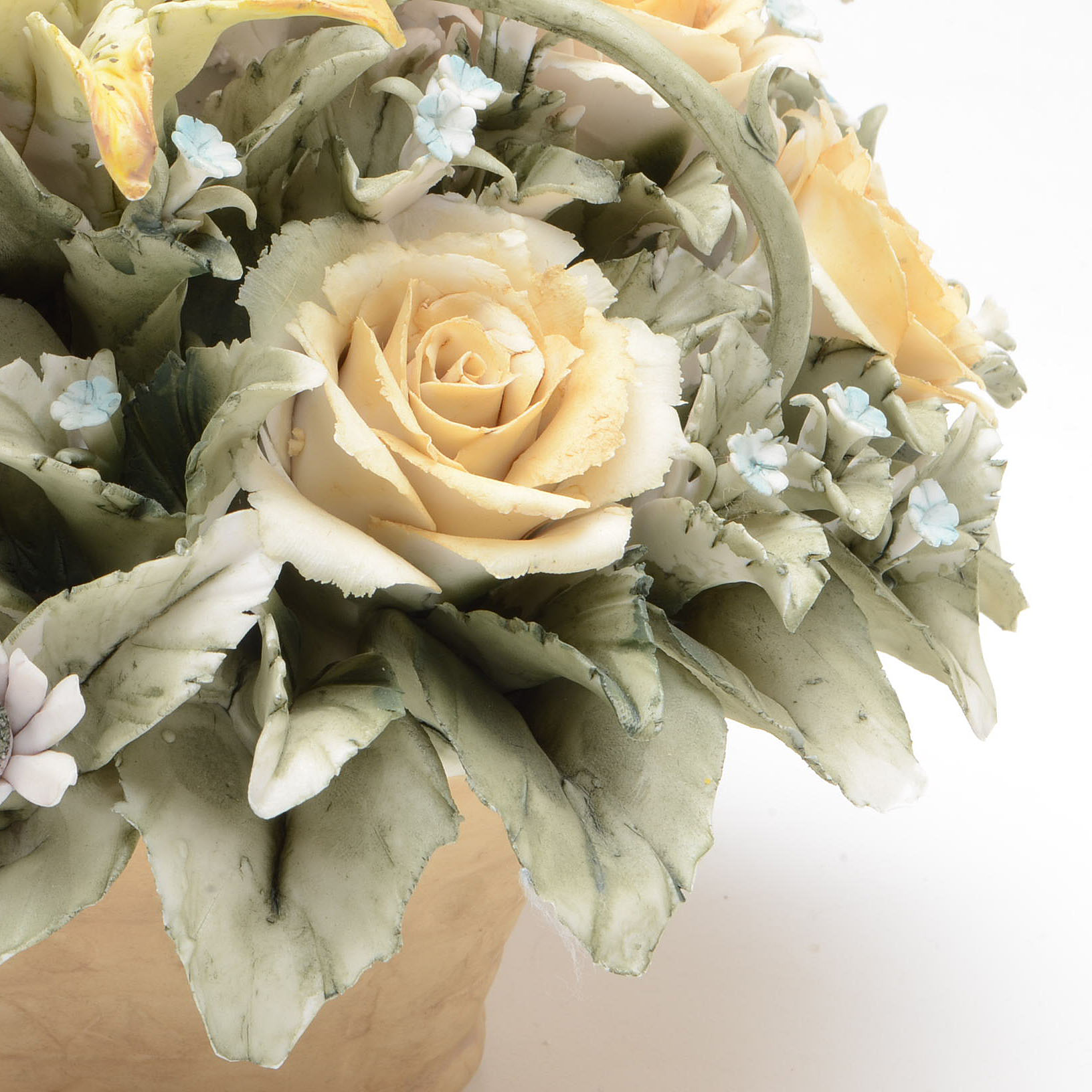 Capodimonte Style Porcelain Flower Baskets