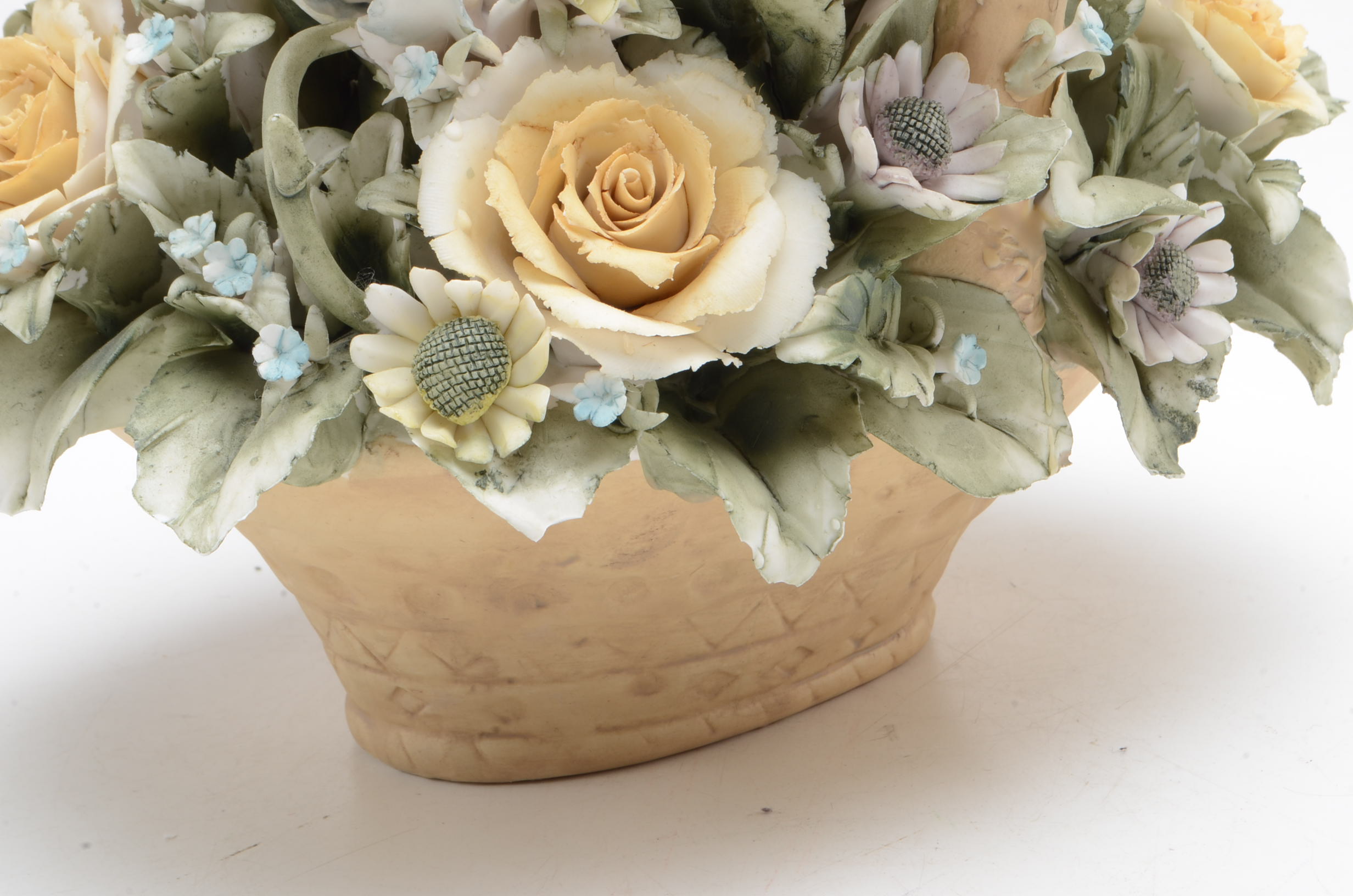 Capodimonte Style Porcelain Flower Baskets