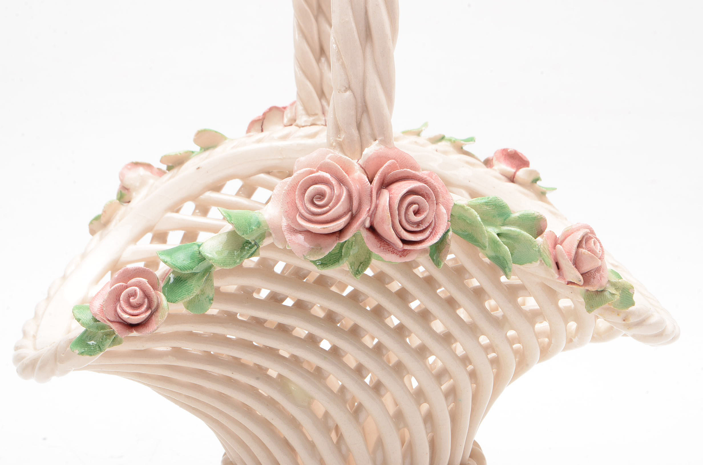Capodimonte Style Porcelain Flower Baskets
