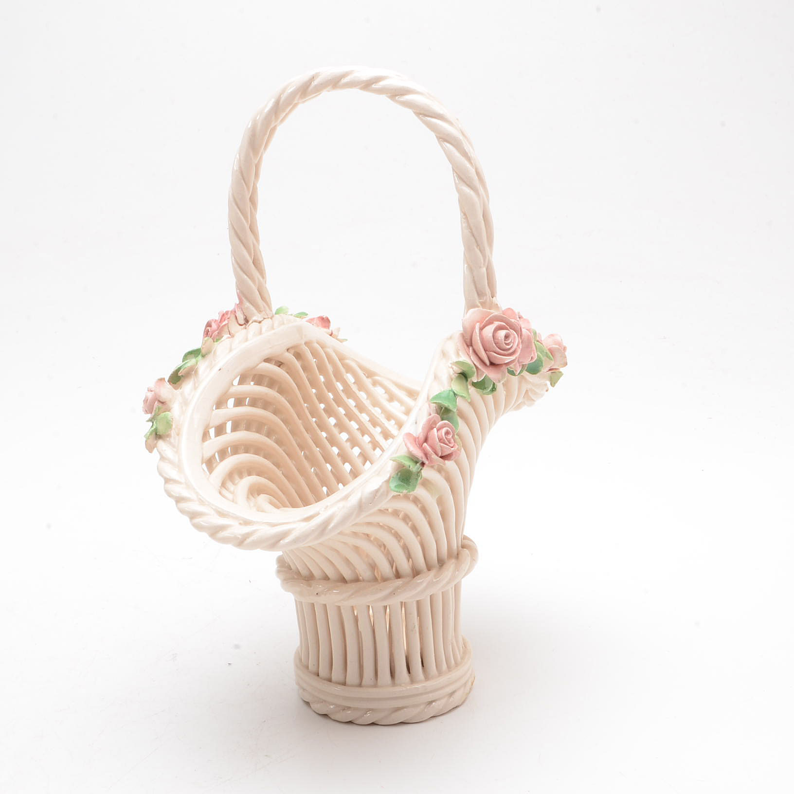 Capodimonte Style Porcelain Flower Baskets