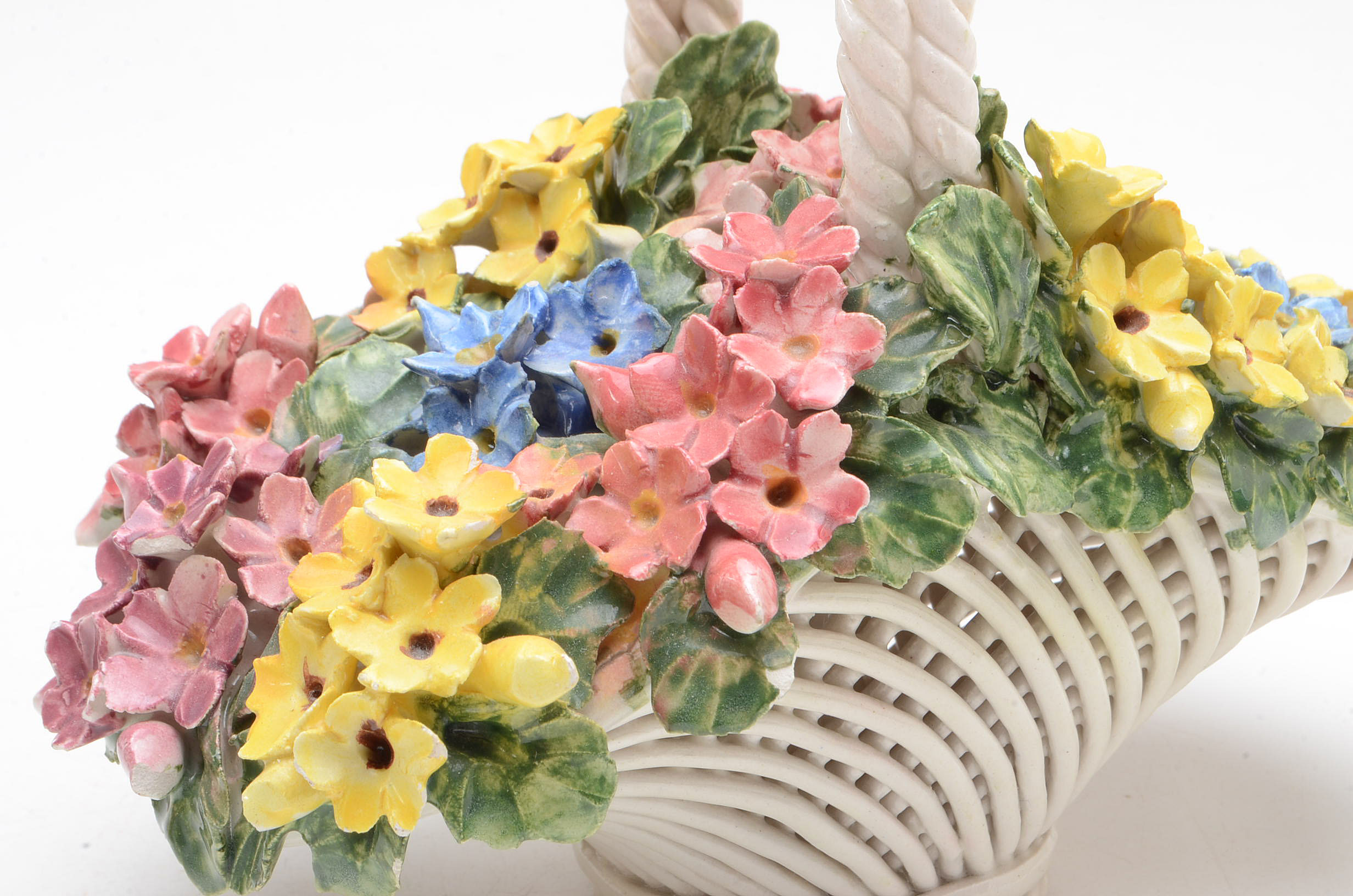Capodimonte Style Porcelain Flower Baskets