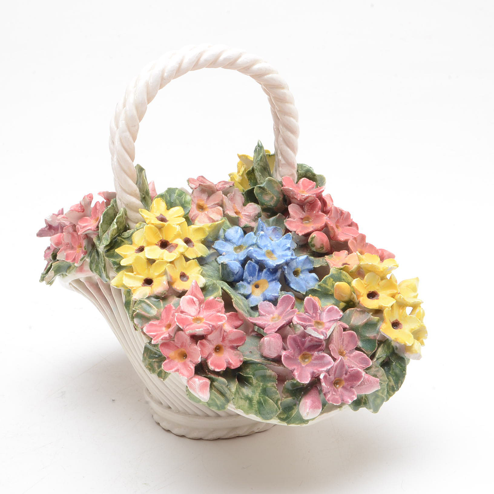 Capodimonte Style Porcelain Flower Baskets