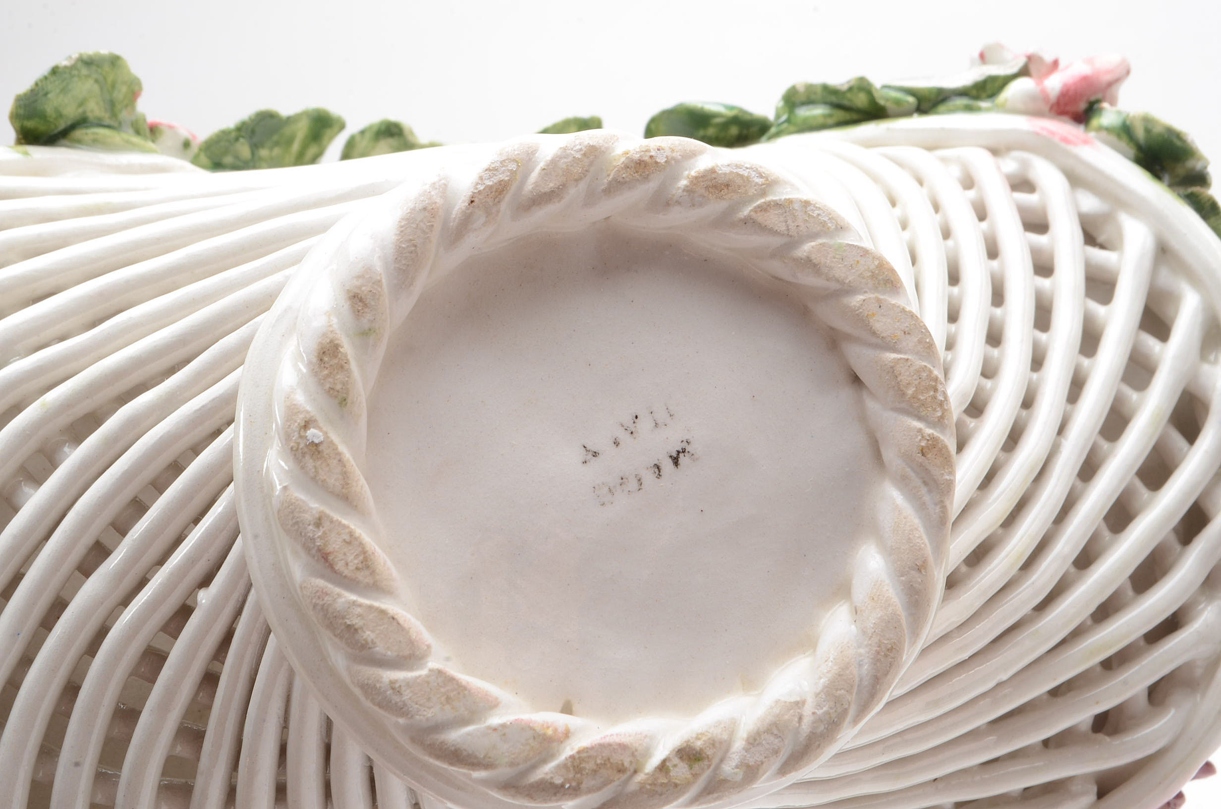 Capodimonte Style Porcelain Flower Baskets