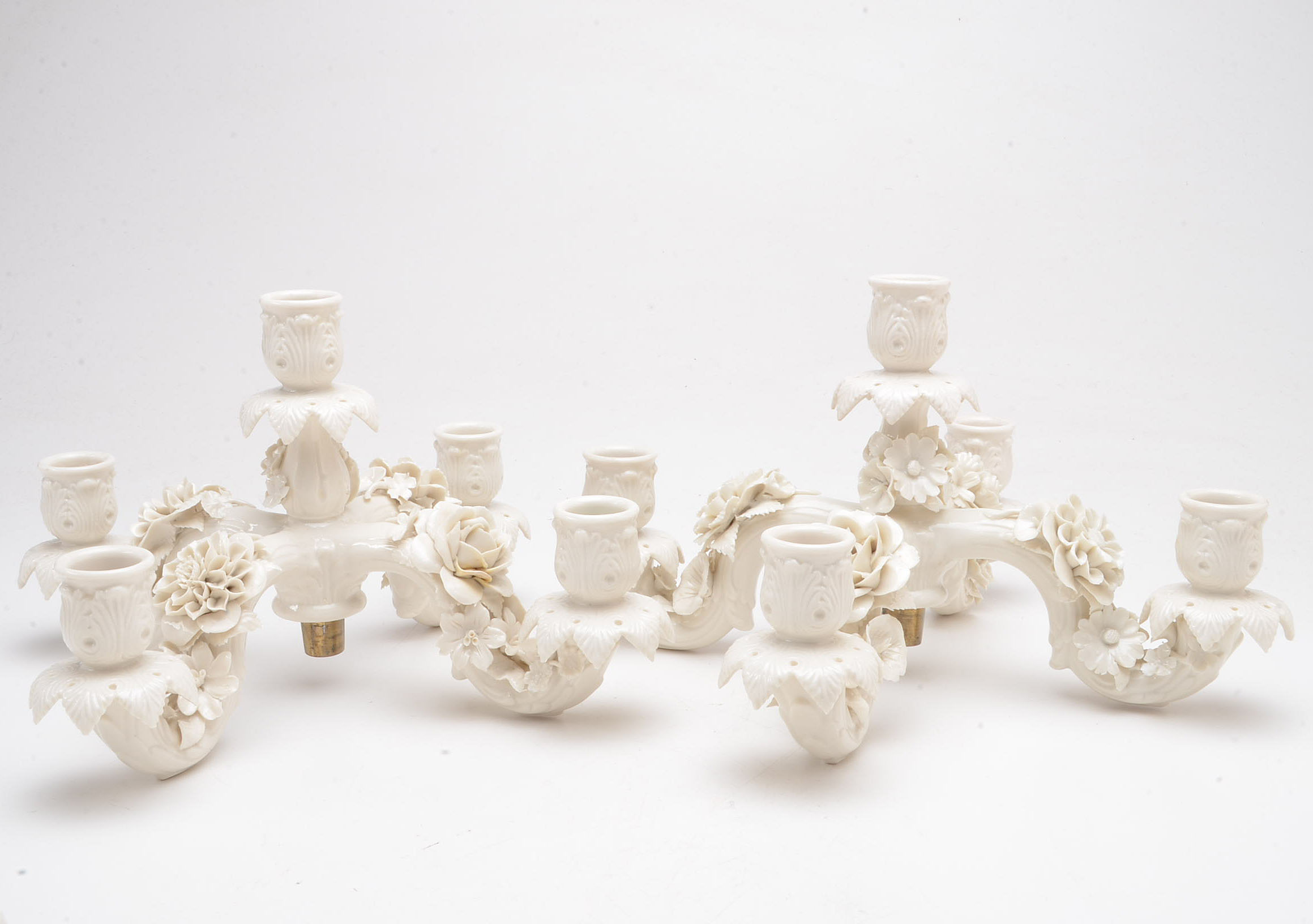 Pair of Large Porcelain Candelabra