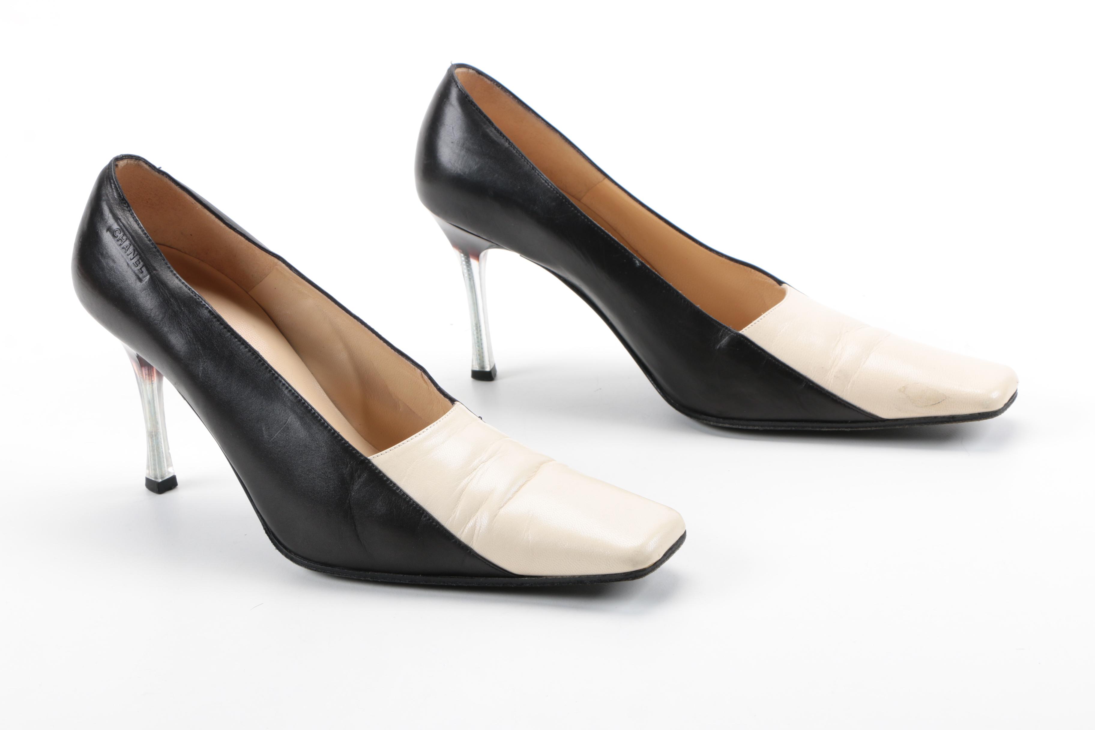 Chanel Black and Cream Stiletto Pumps