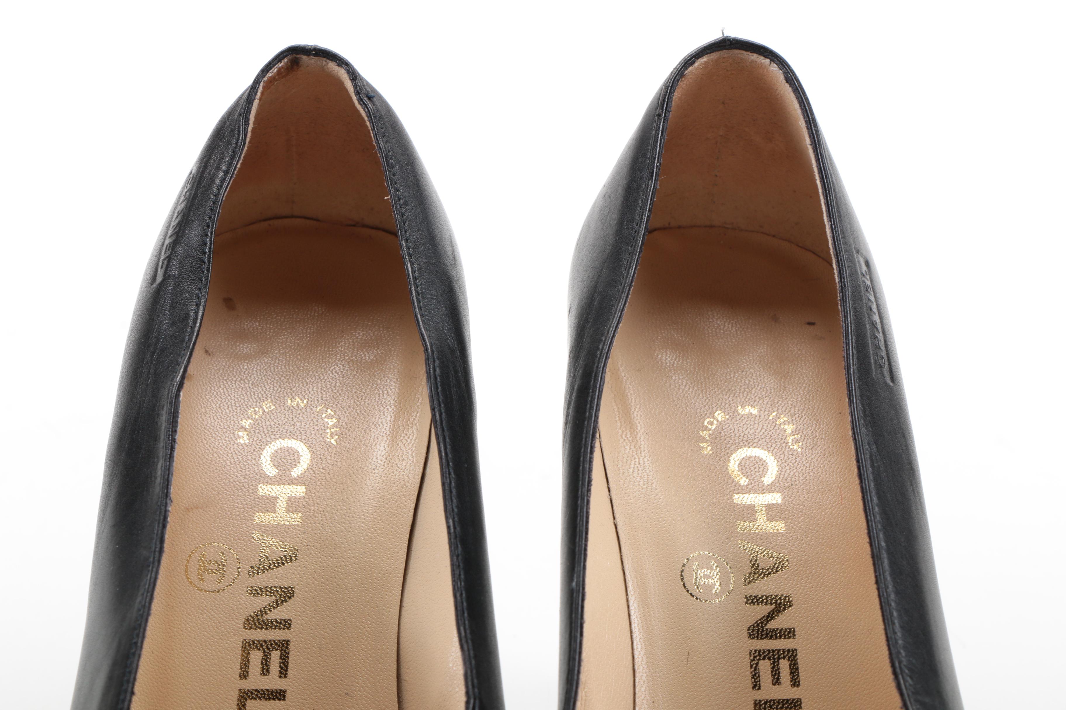 Chanel Black and Cream Stiletto Pumps