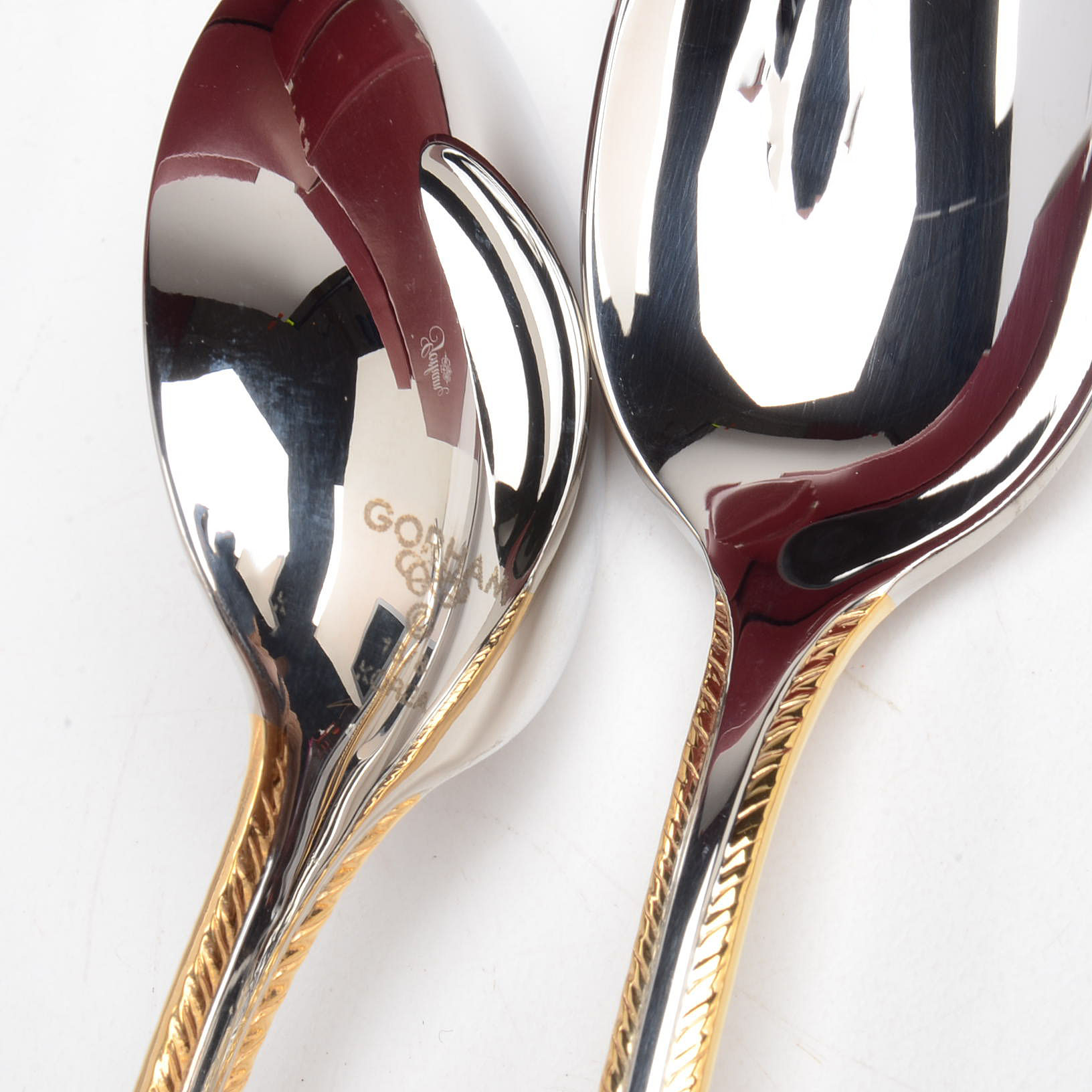 Contemporary Gorham Stainless Flatware with Gold Accent Edge