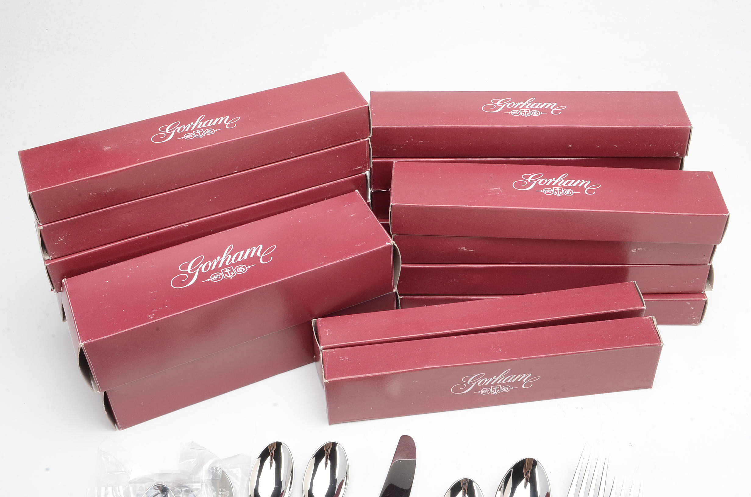 Contemporary Gorham Stainless Flatware with Gold Accent Edge