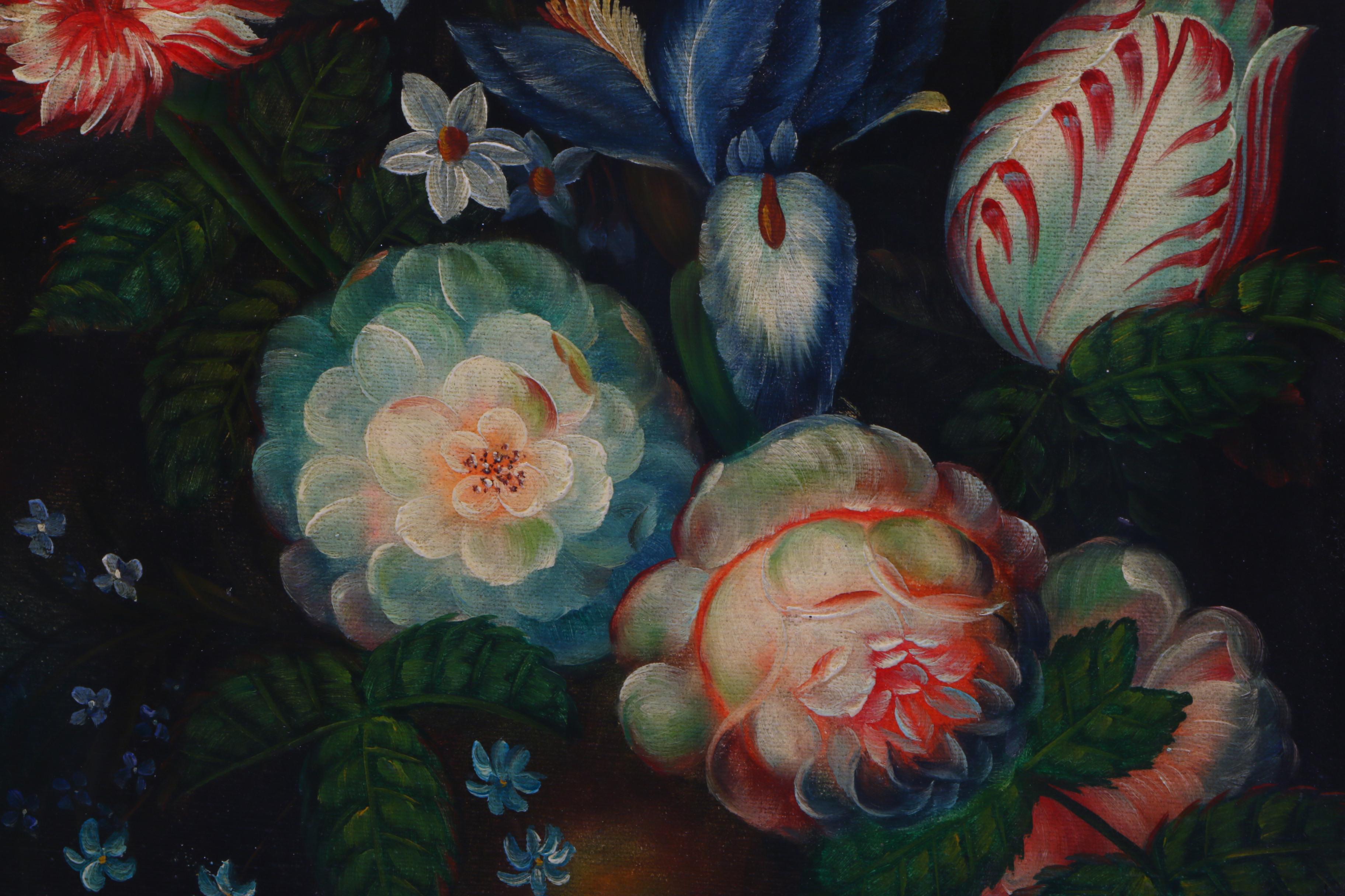 J. Martin Oil Painting on Canvas of Floral Still Life