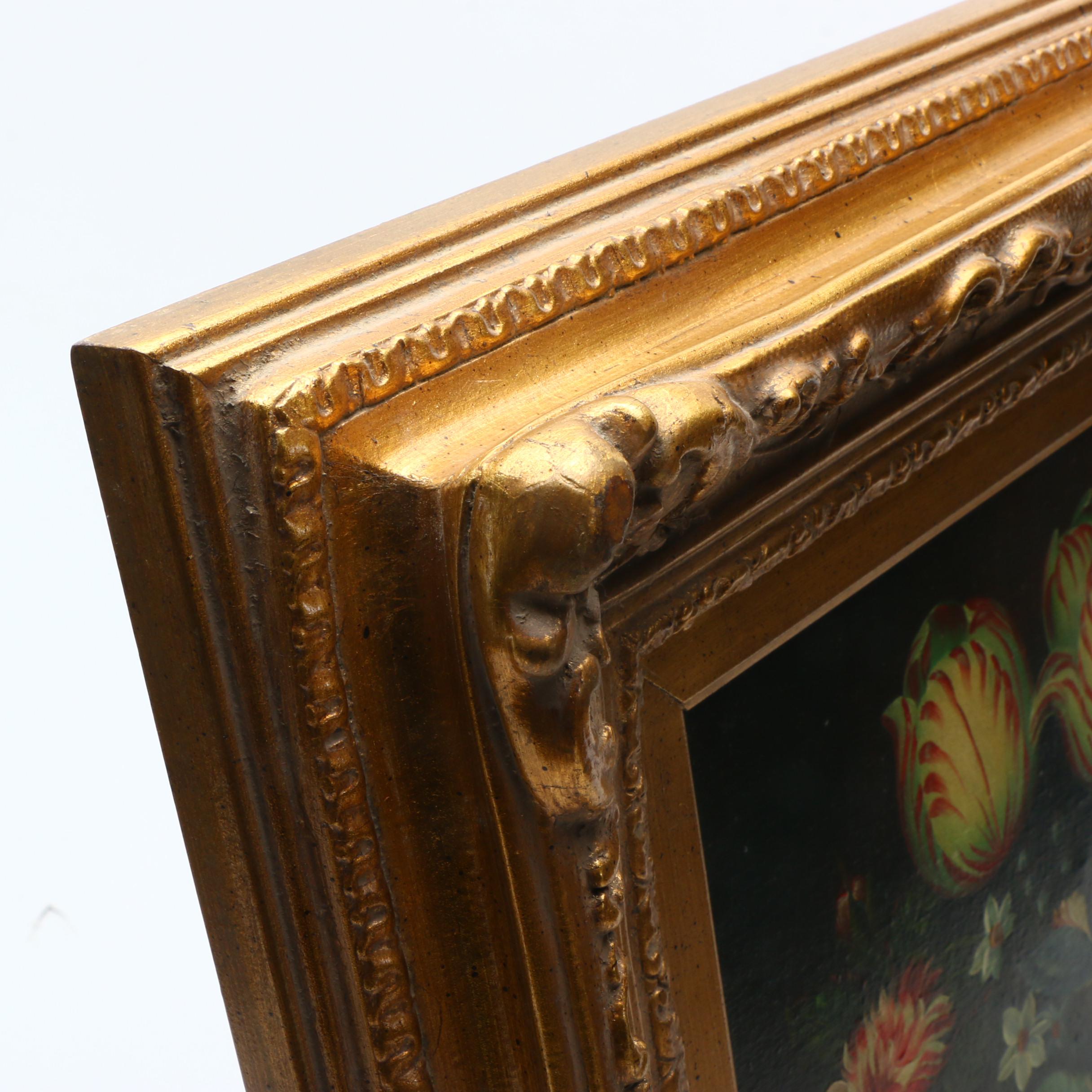 J. Martin Oil Painting on Canvas of Floral Still Life