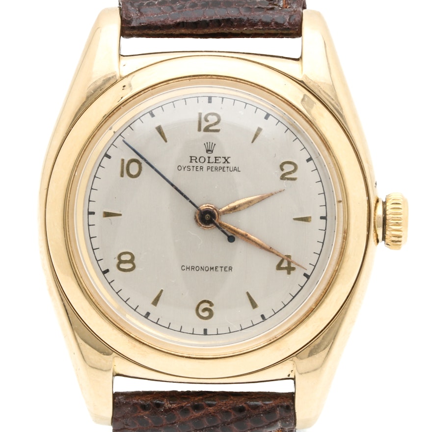 14K Gold Rolex Oyster Perpetual 'Bubble Back' Wristwatch