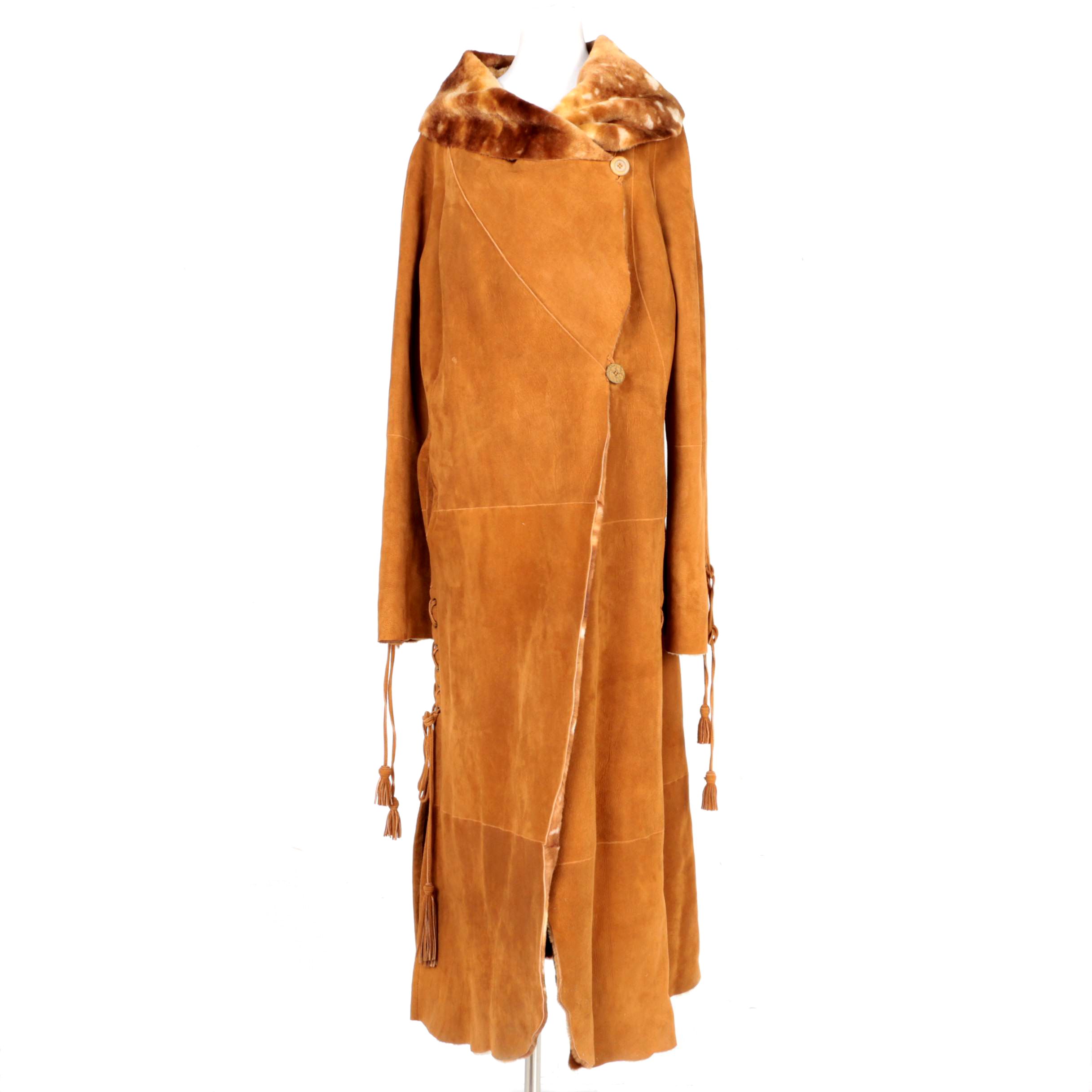 Vintage Fantazia By Hana Leather Coat with Faux Fur Lining