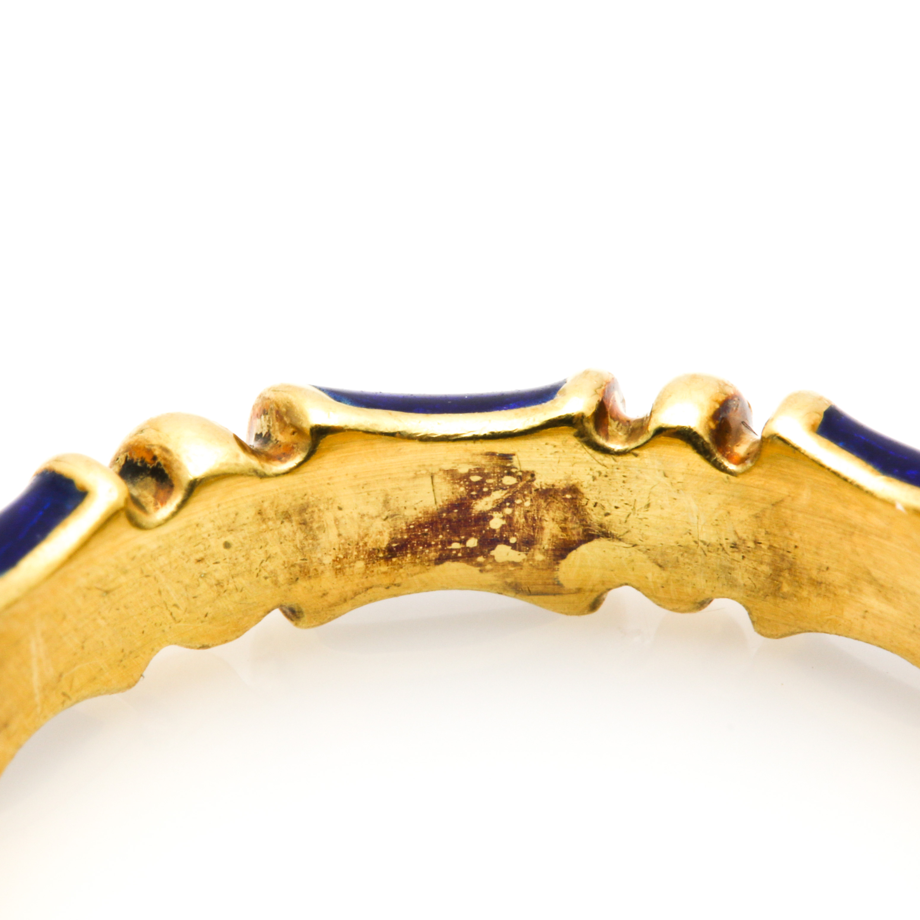 Vintage Tiffany & Co. Bamboo 18K Yellow Gold Blue Enamel Ring