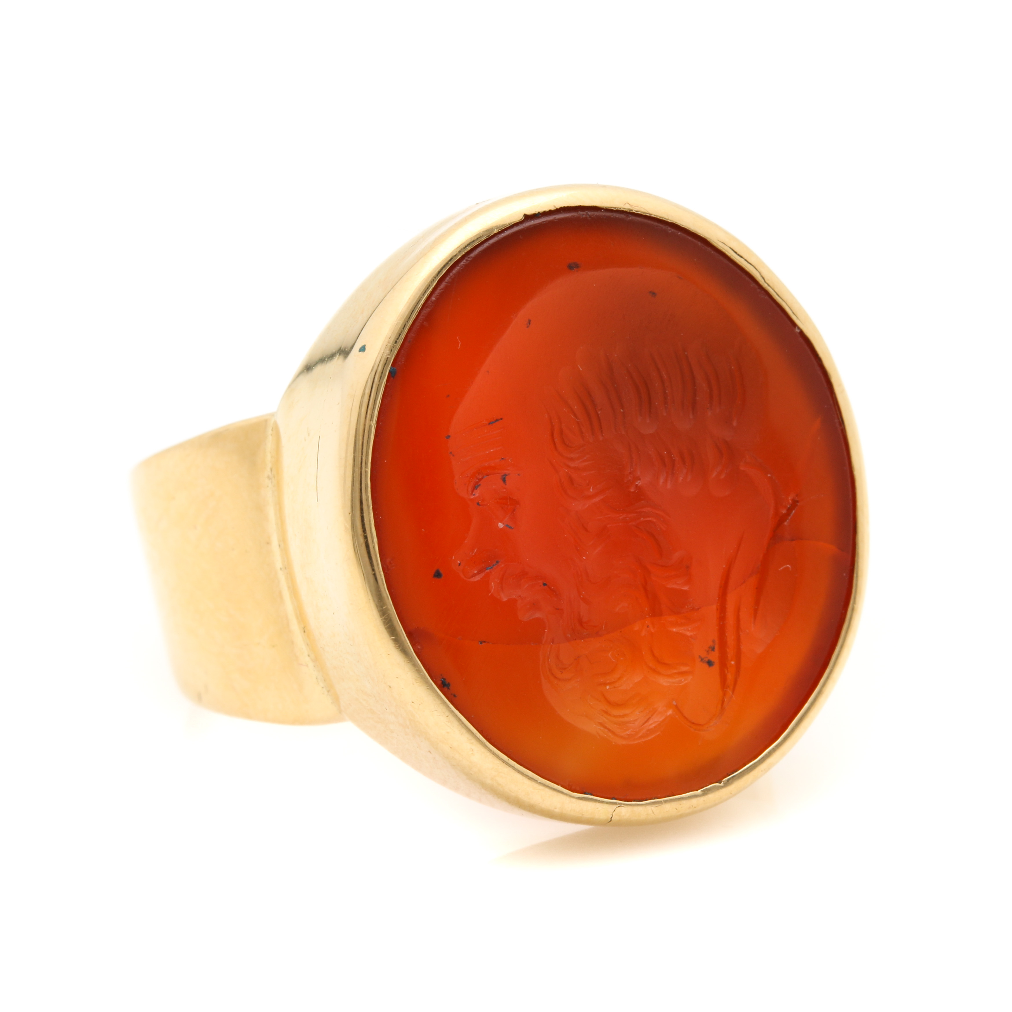14K Yellow Gold Carnelian Intaglio Ring