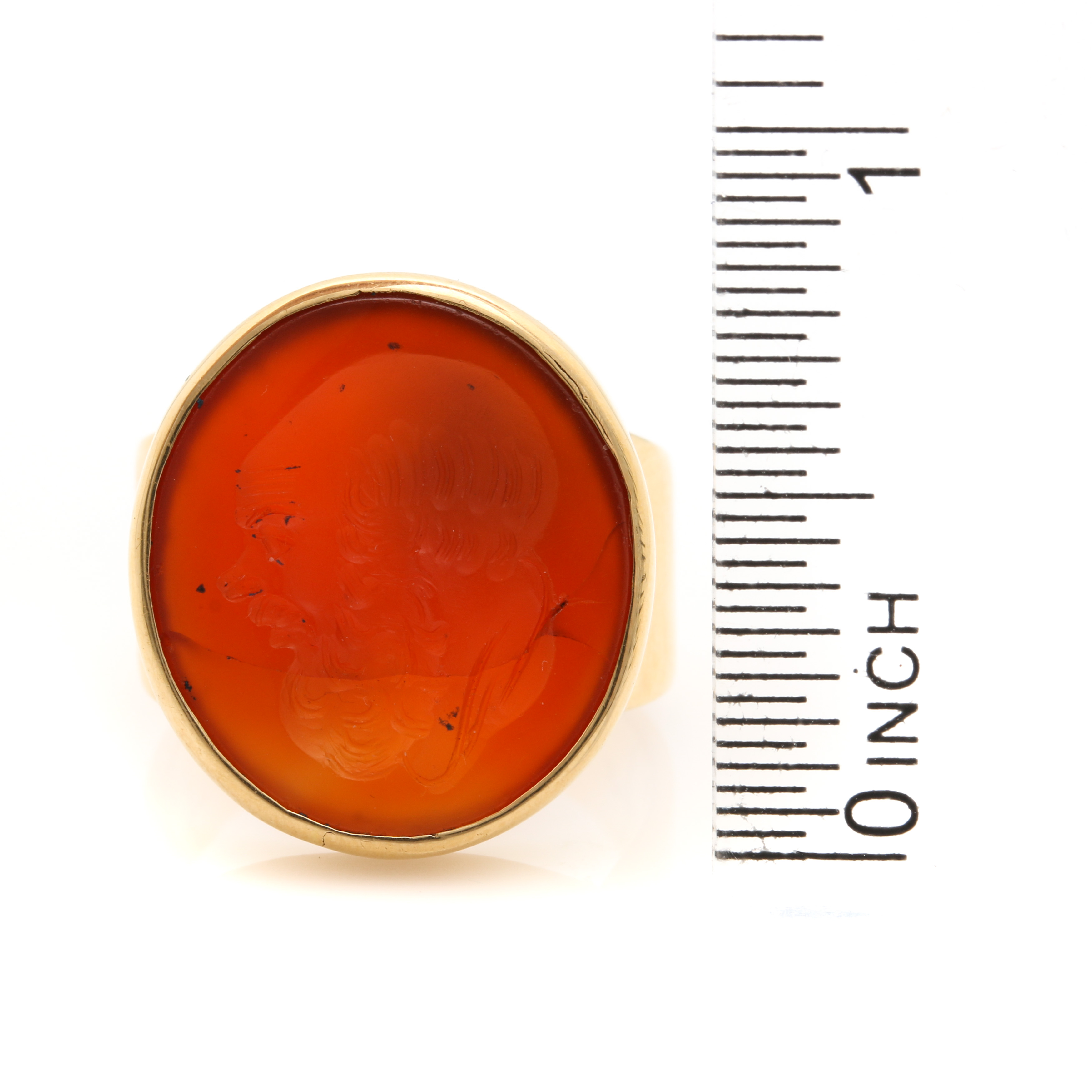 14K Yellow Gold Carnelian Intaglio Ring